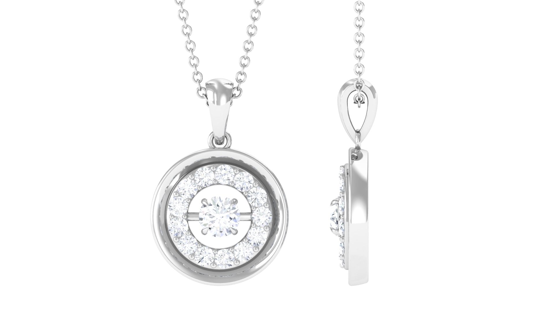 Certified Moissanite Classic Halo Pendant