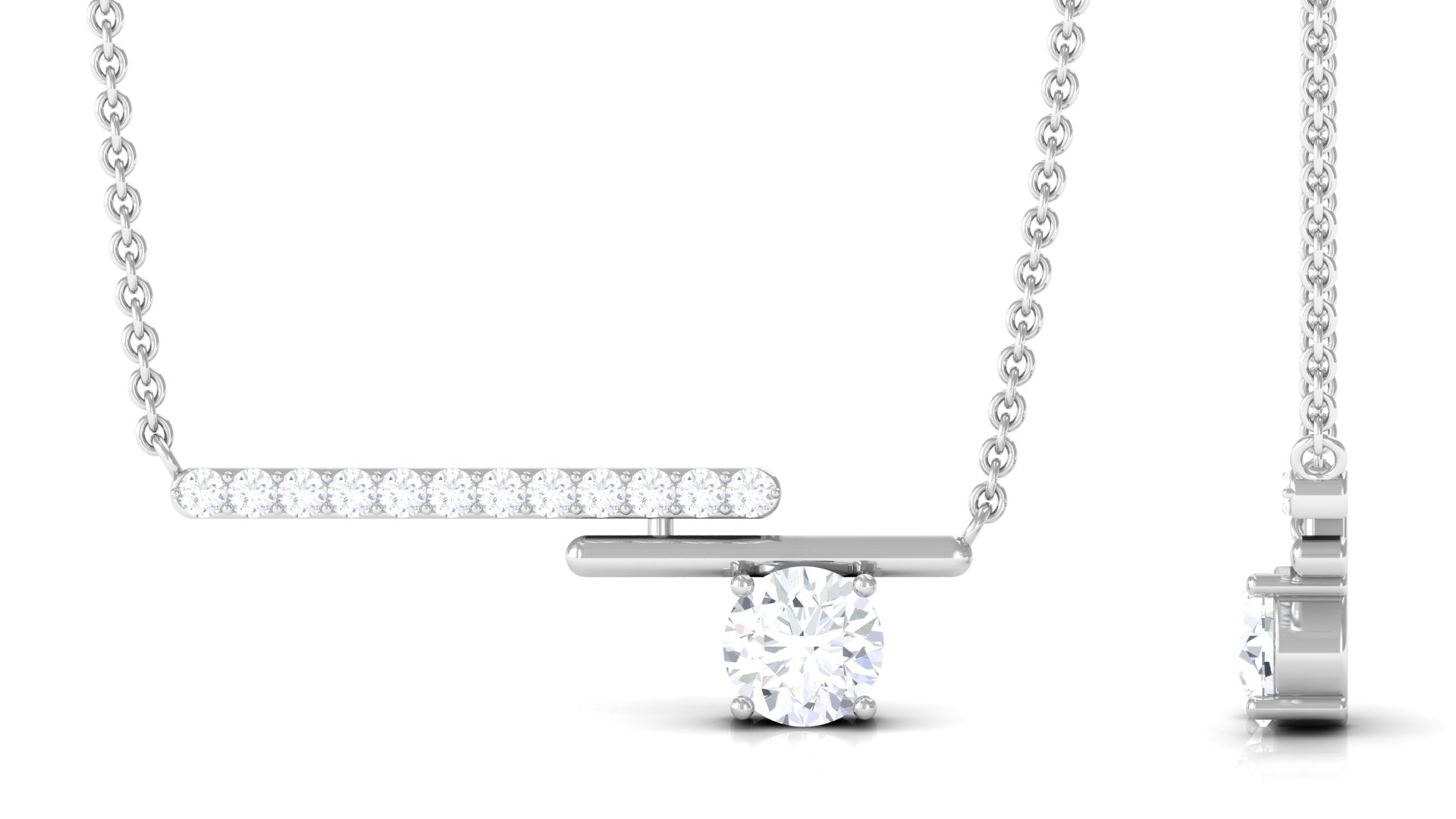 3/4 CT Certified Moissanite Contemporary Bar Necklace