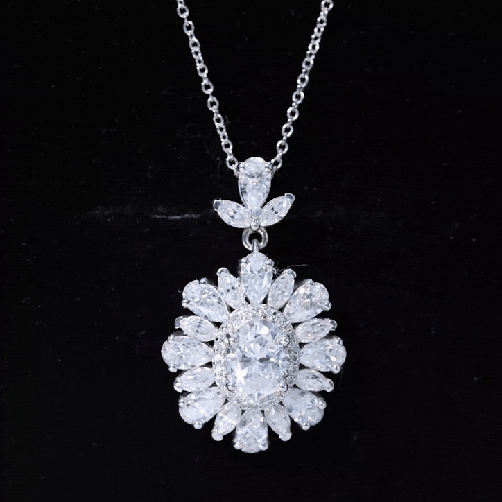 Certified Oval Moissanite Bridal Pendant Necklace D-VS1 - Rosec Jewels