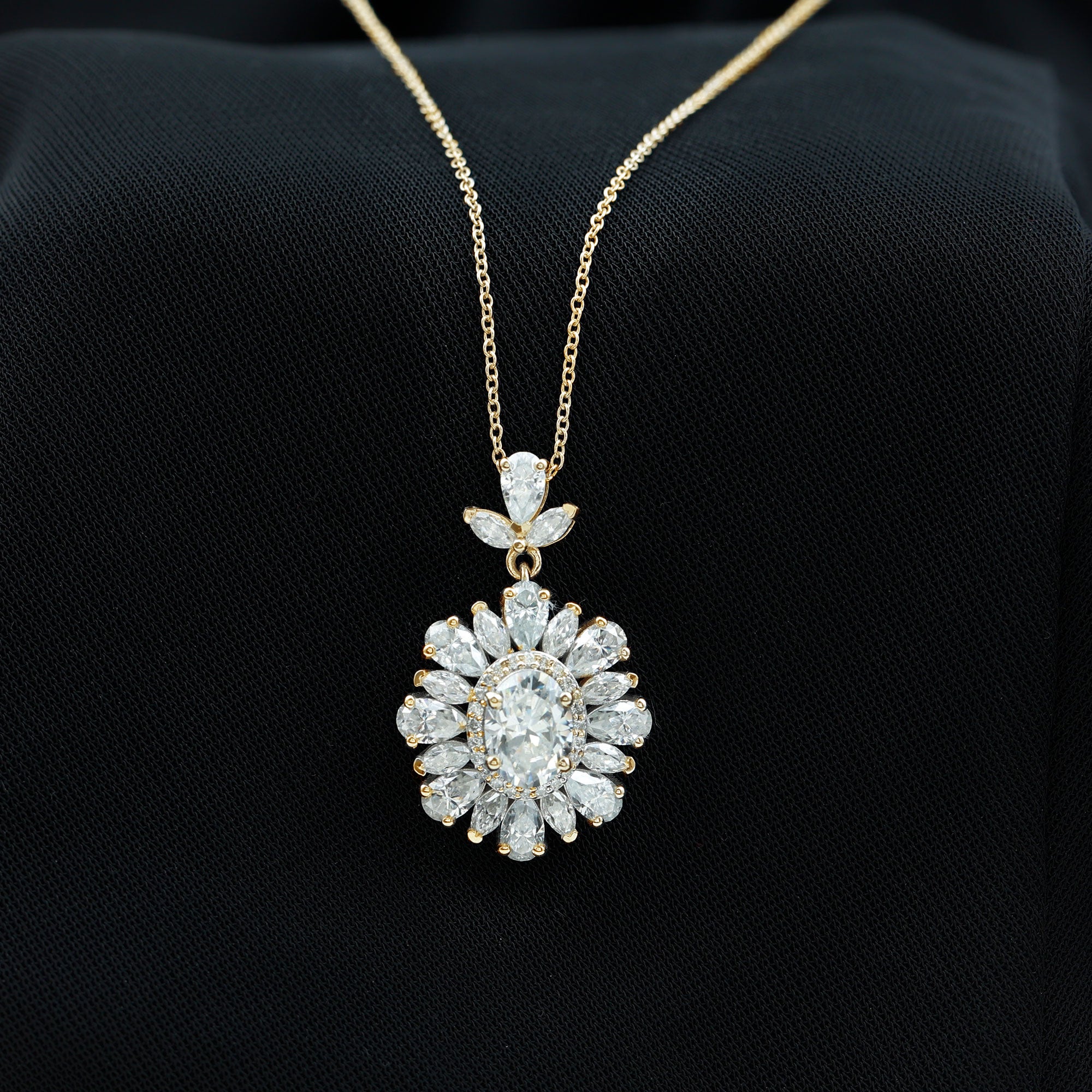 Certified Oval Moissanite Bridal Pendant Necklace D-VS1 - Rosec Jewels