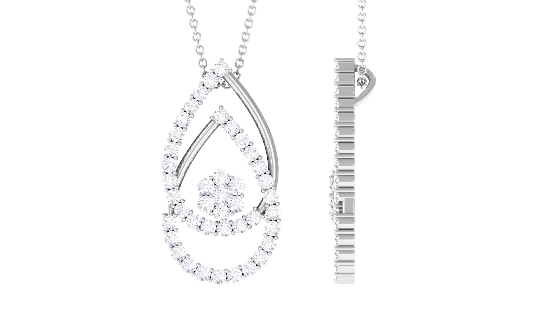 2.5 CT Moissanite Floral Teardrop Pendant in Prong Setting