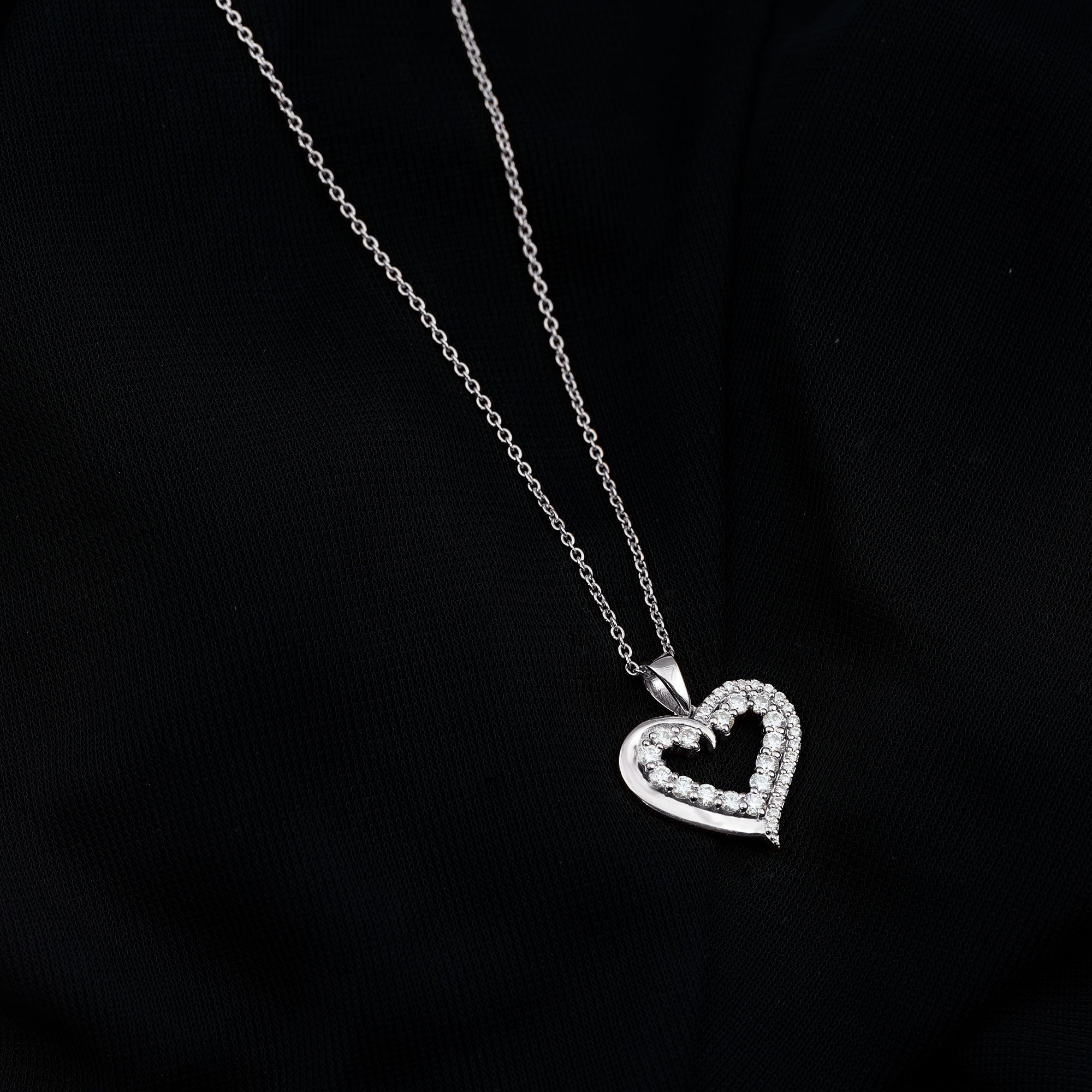 1 Carat Certified Moissanite Open Heart Pendant D-VS1 - Rosec Jewels