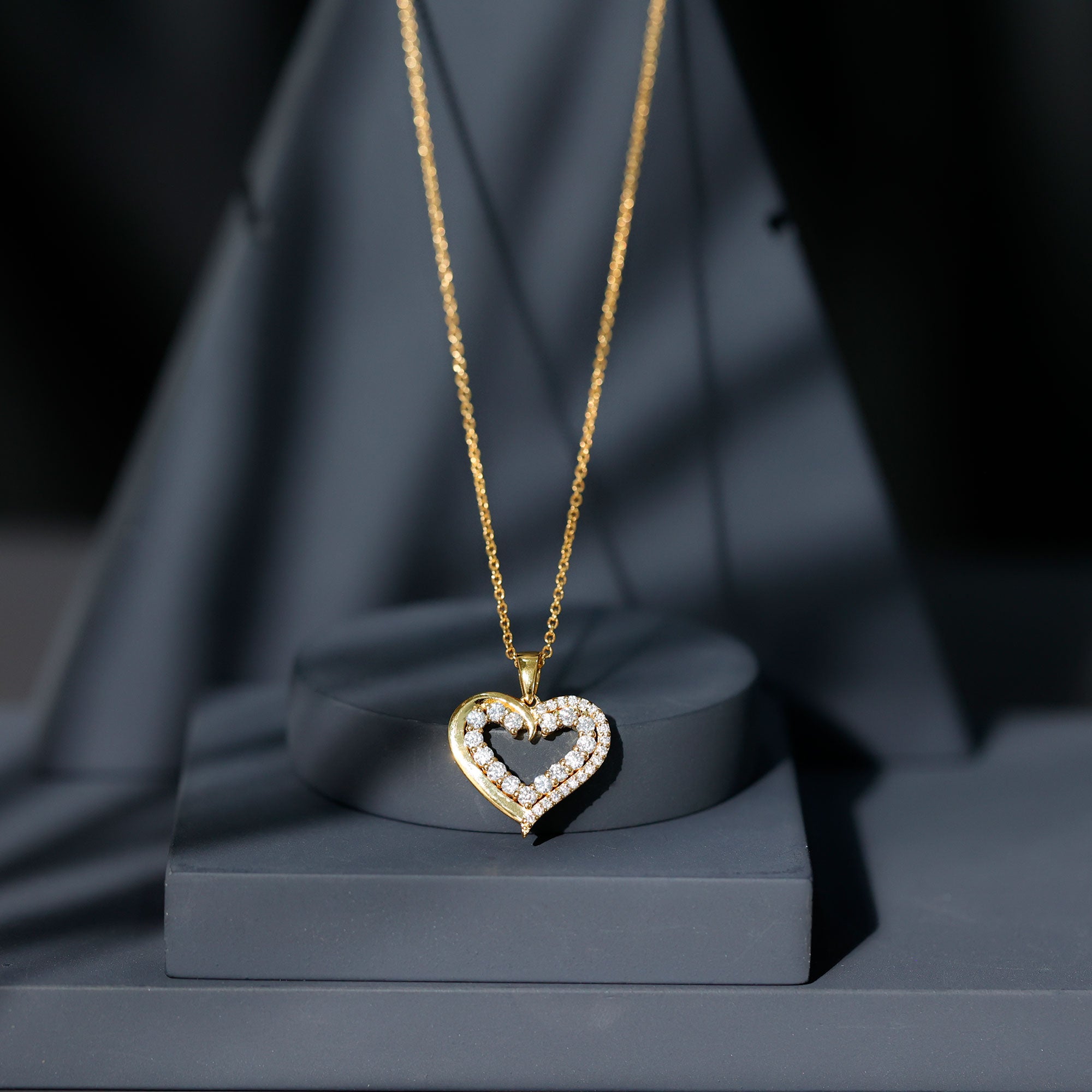1 Carat Certified Moissanite Open Heart Pendant D-VS1 - Rosec Jewels