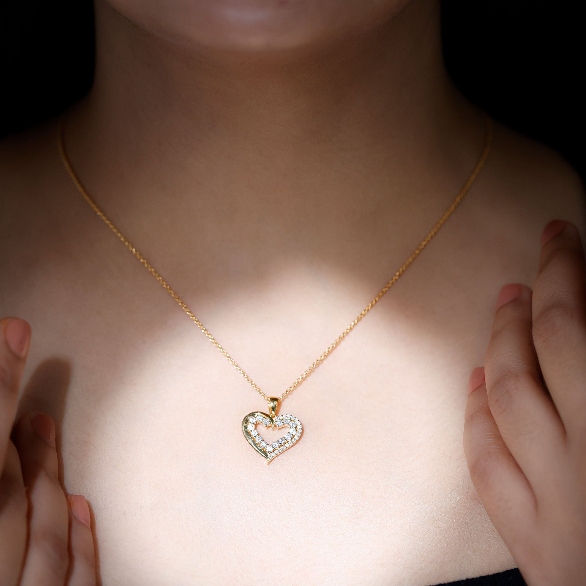 1 Carat Certified Moissanite Open Heart Pendant D-VS1 - Rosec Jewels