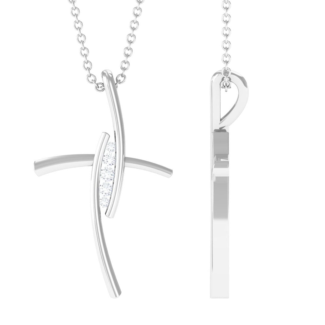 Moissanite Bypass Religious Cross Pendant Necklace