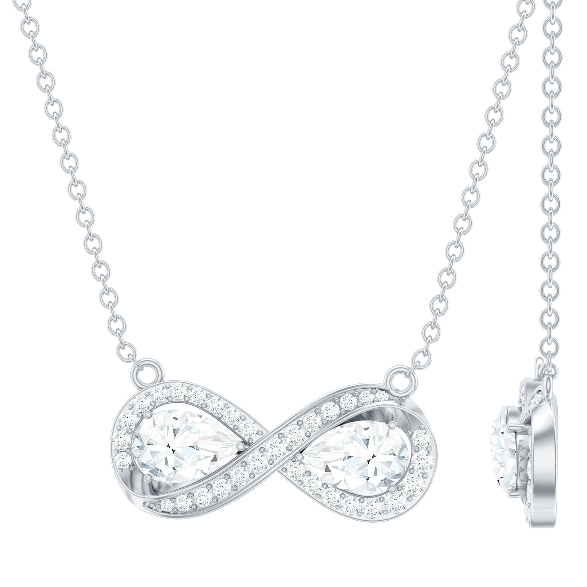 Certified Pear Shape Moissanite Infinity Necklace