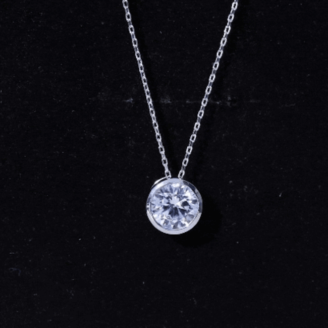 Round Cut 2 Carat Cubic Zirconia Solitaire Necklace AAAAA - Rosec Jewels