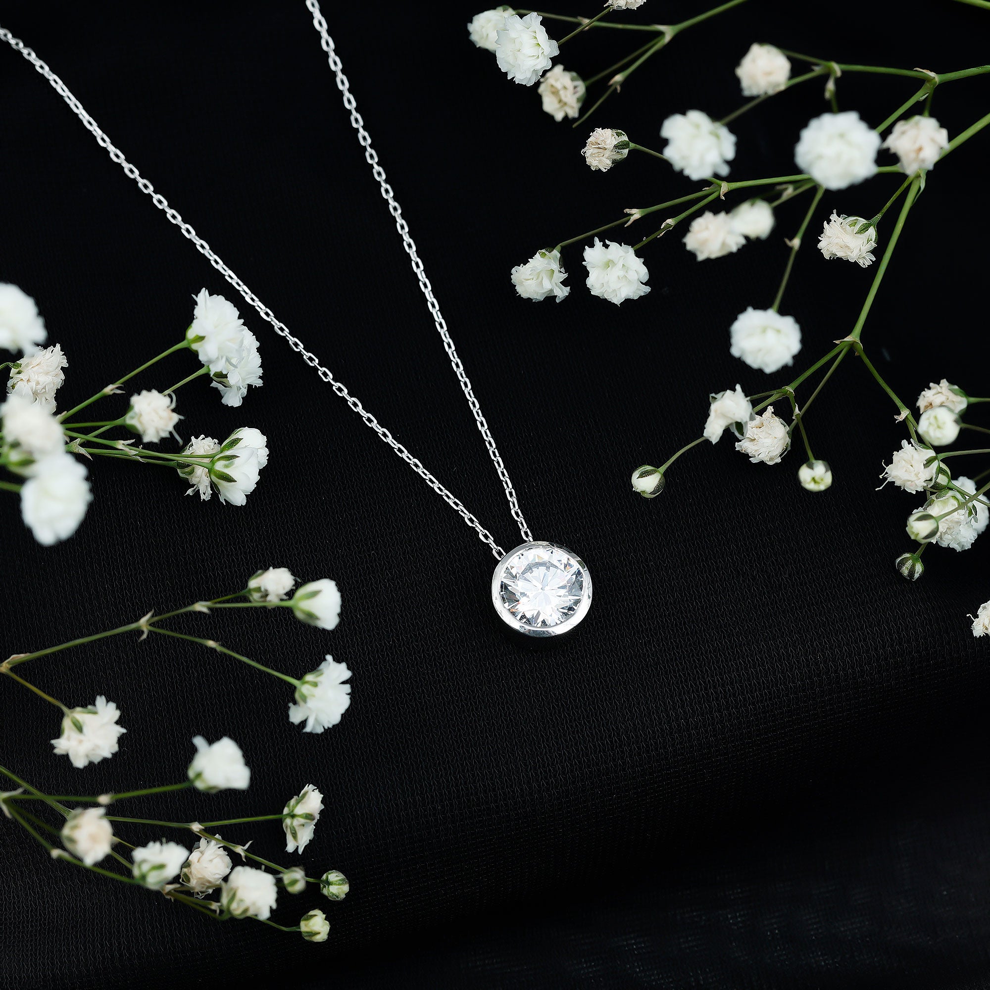 Round Cut 2 Carat Cubic Zirconia Solitaire Necklace AAAAA - Rosec Jewels