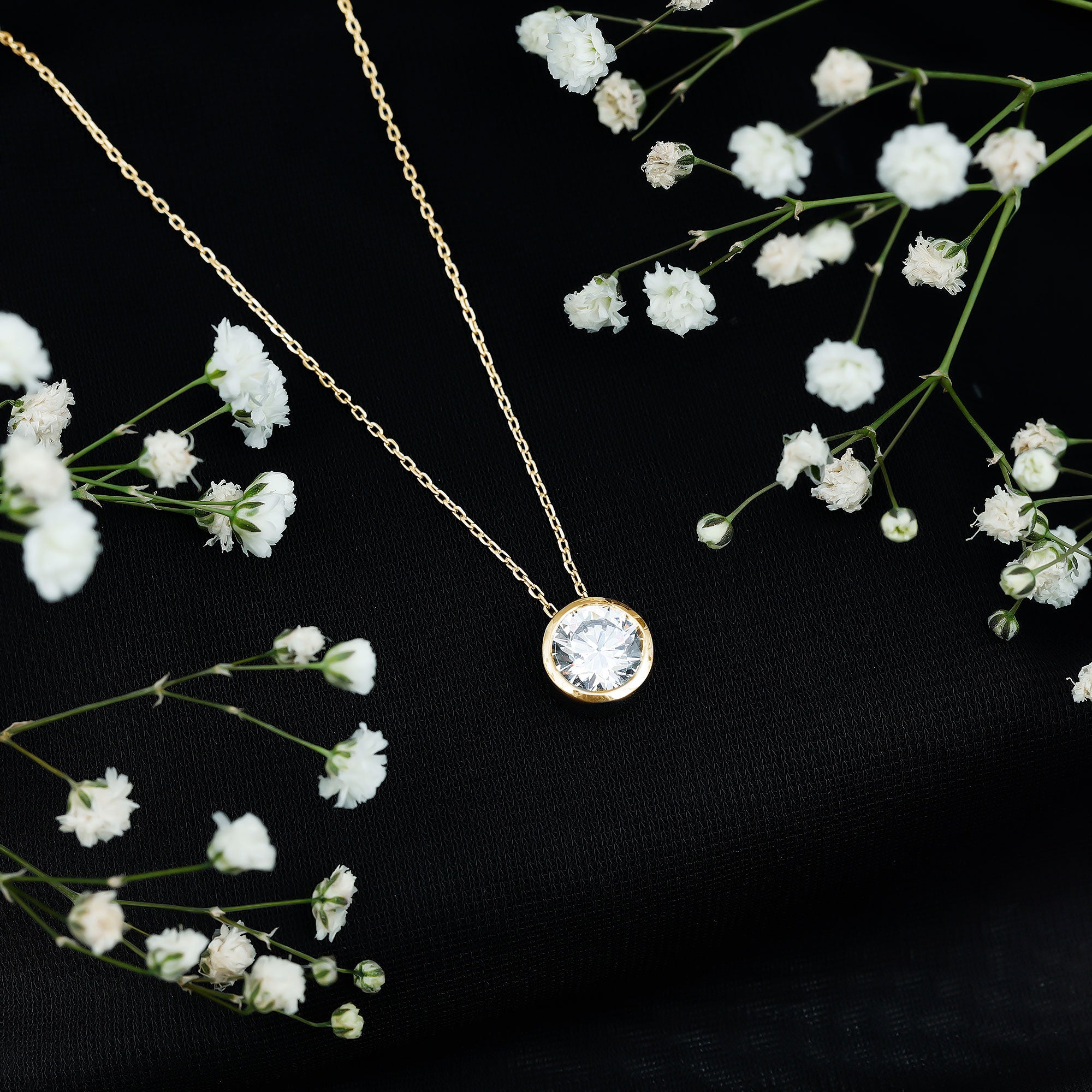 Round Cut 2 Carat Cubic Zirconia Solitaire Necklace AAAAA - Rosec Jewels