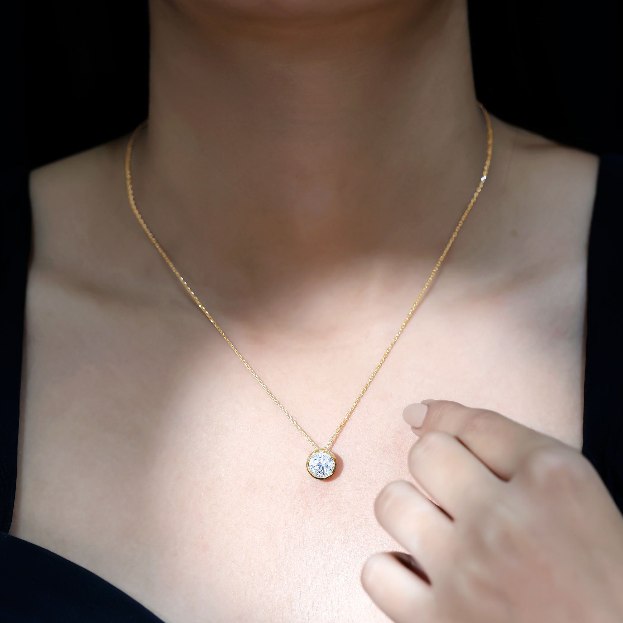 Round Cut 2 Carat Cubic Zirconia Solitaire Necklace AAAAA - Rosec Jewels