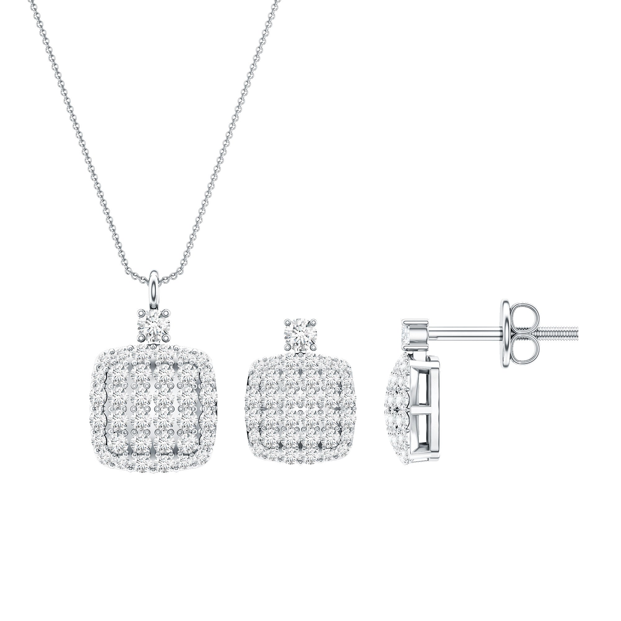 Round Moissanite Matching Necklace and Earrings Set D-VS1 - Rosec Jewels