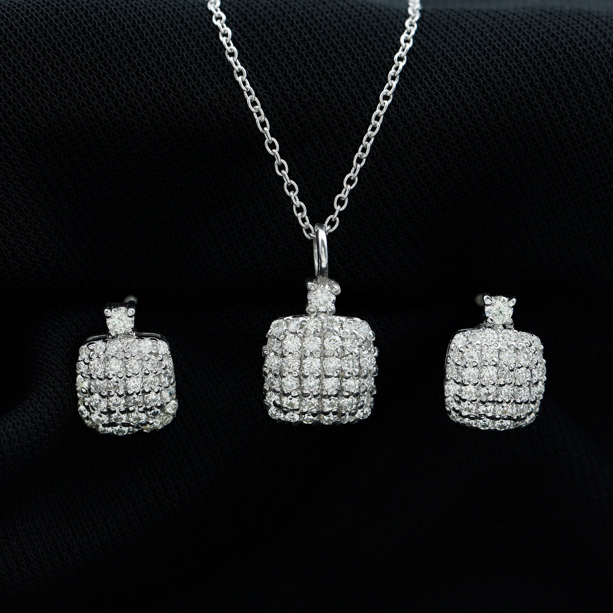 Round Moissanite Matching Necklace and Earrings Set D-VS1 - Rosec Jewels