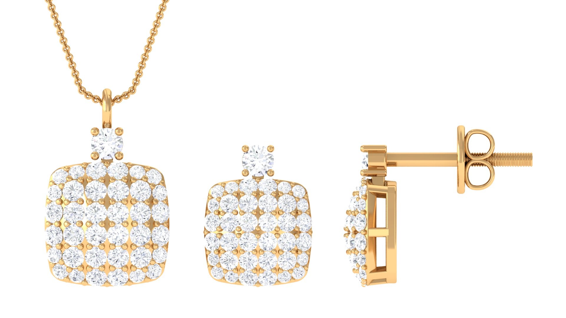 Round Moissanite Matching Necklace and Earrings Set D-VS1 - Rosec Jewels