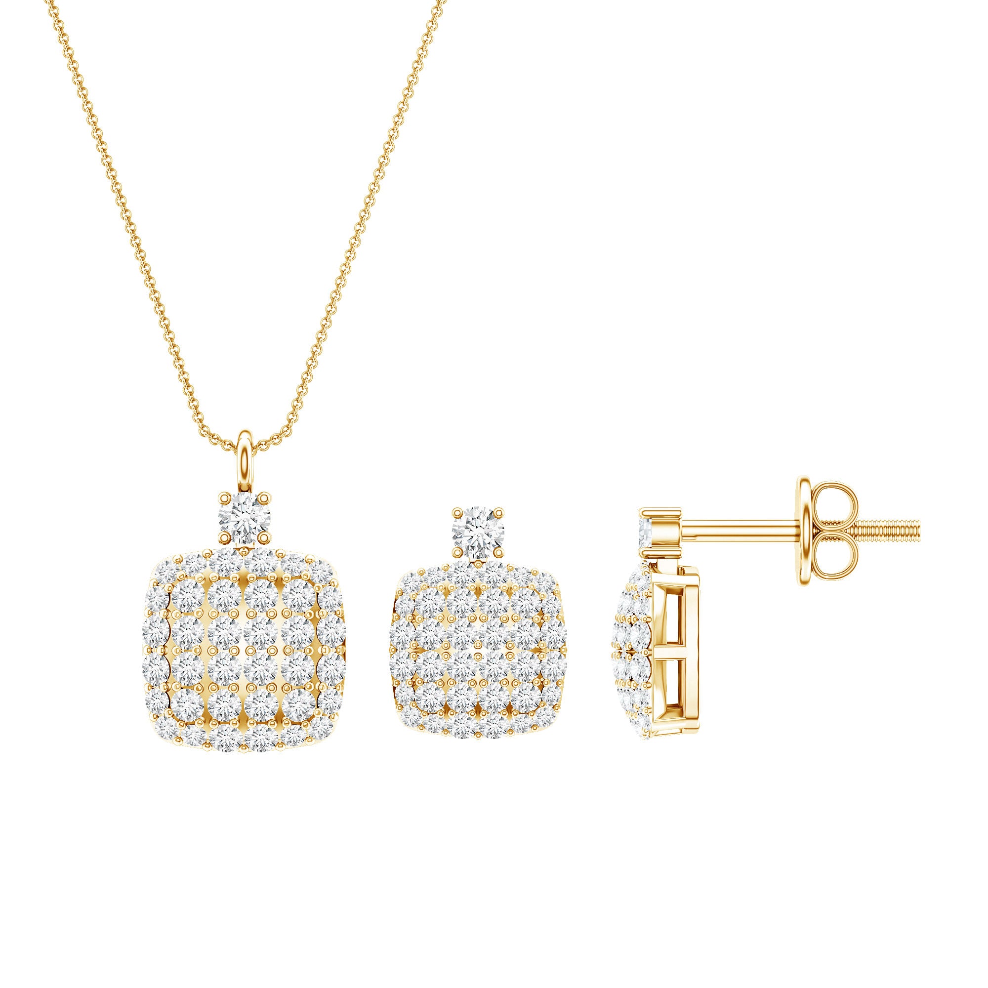 Round Moissanite Matching Necklace and Earrings Set D-VS1 - Rosec Jewels