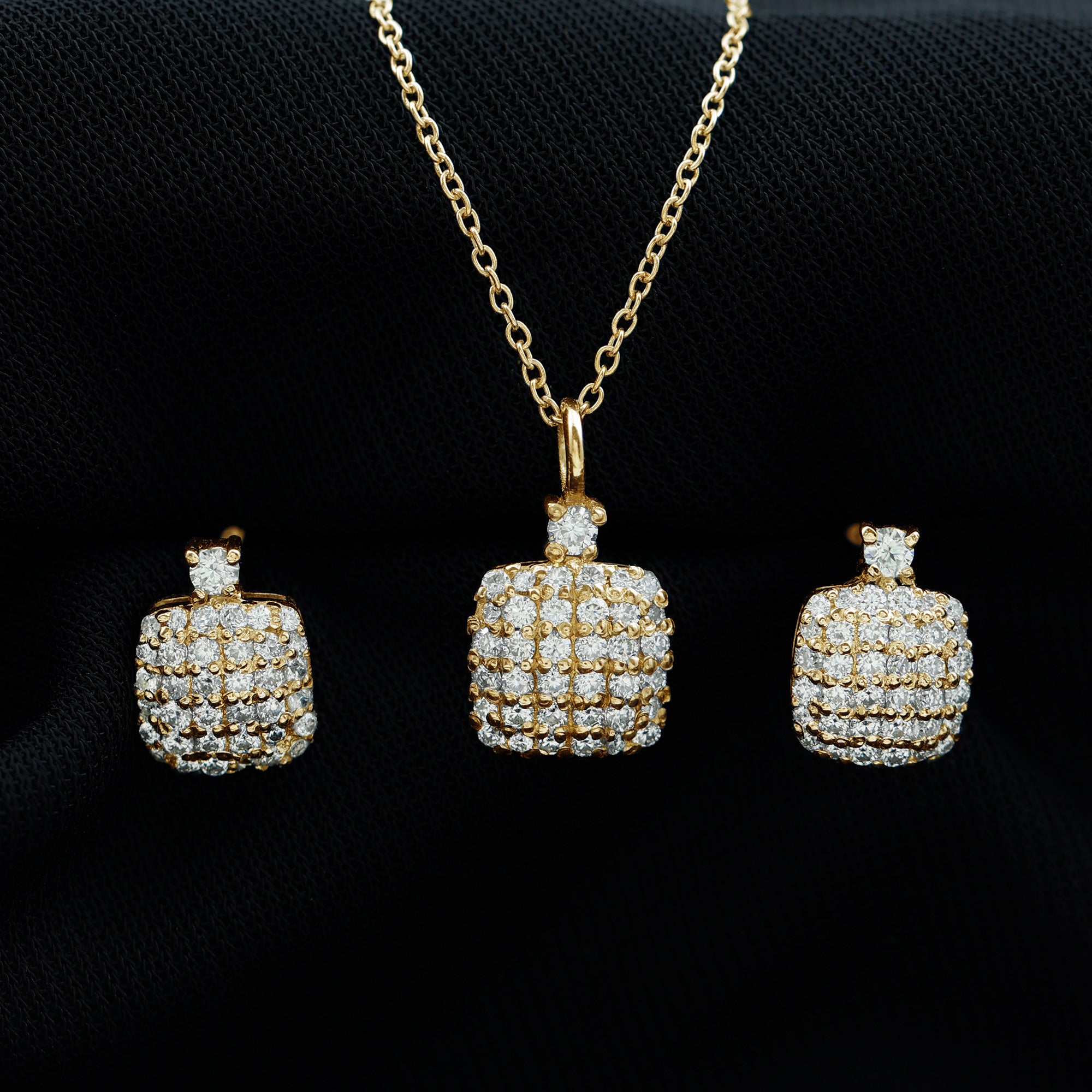 Round Moissanite Matching Necklace and Earrings Set D-VS1 - Rosec Jewels