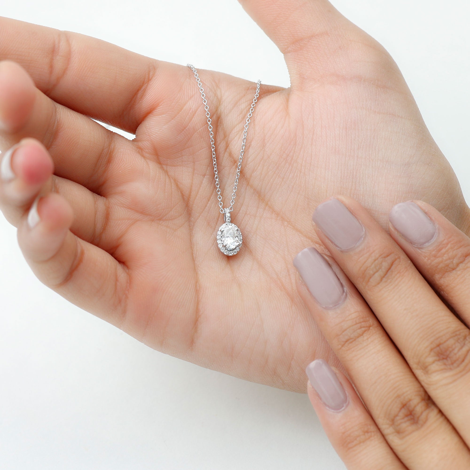 4X6 MM Oval Moissanite Bridal Pendant Necklace D-VS1 - Rosec Jewels