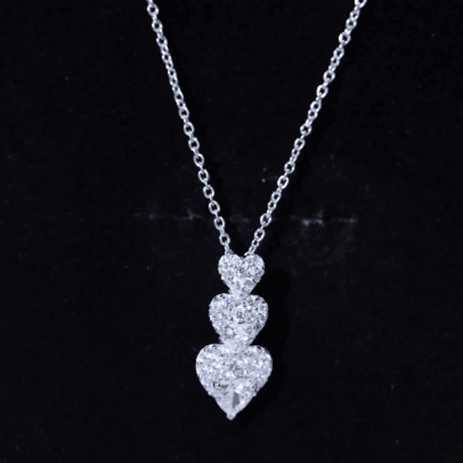 Certified Cubic Zirconia Heart Valentines Day Necklace for Women AAAA - Rosec Jewels