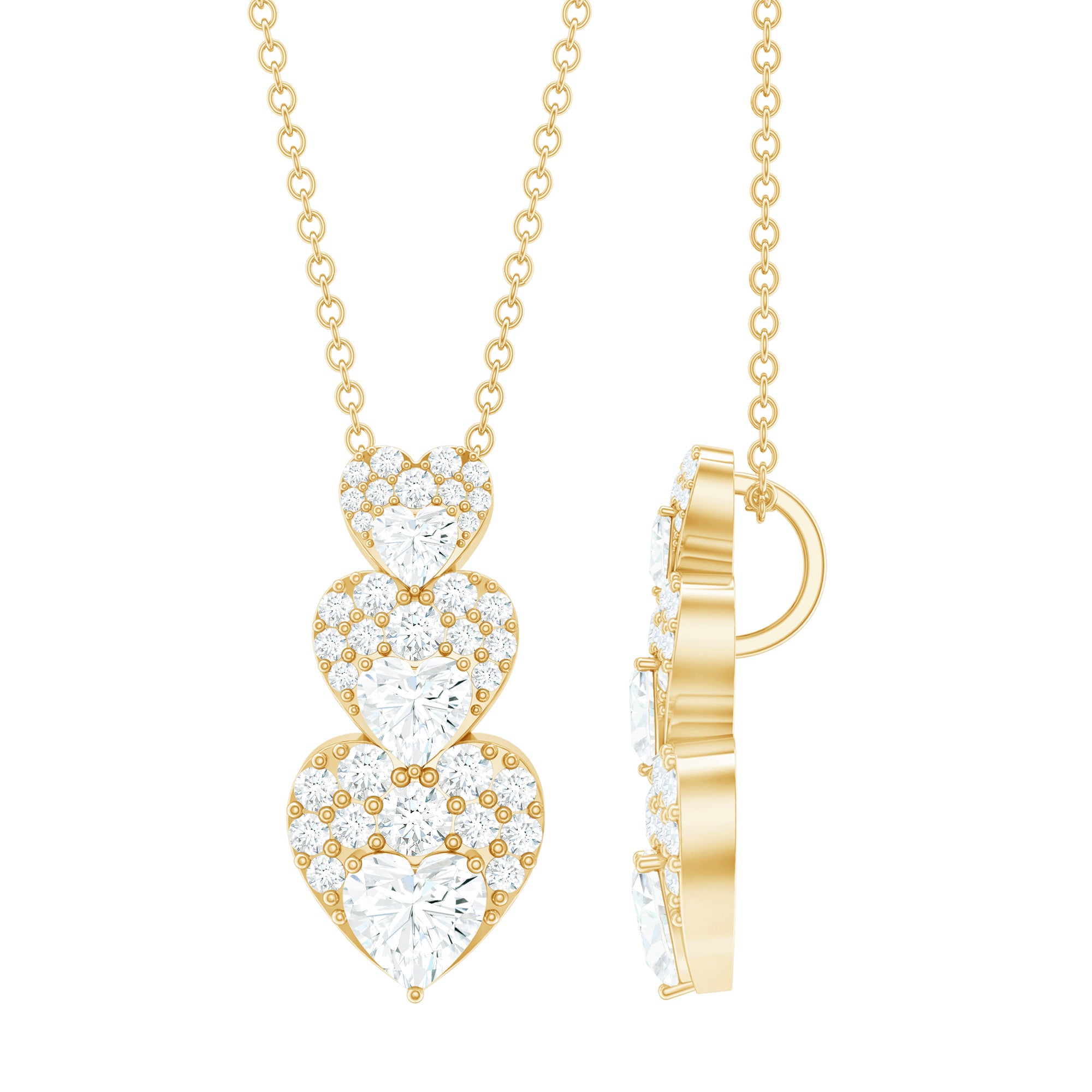 Certified Cubic Zirconia Heart Valentines Day Necklace for Women AAAA - Rosec Jewels