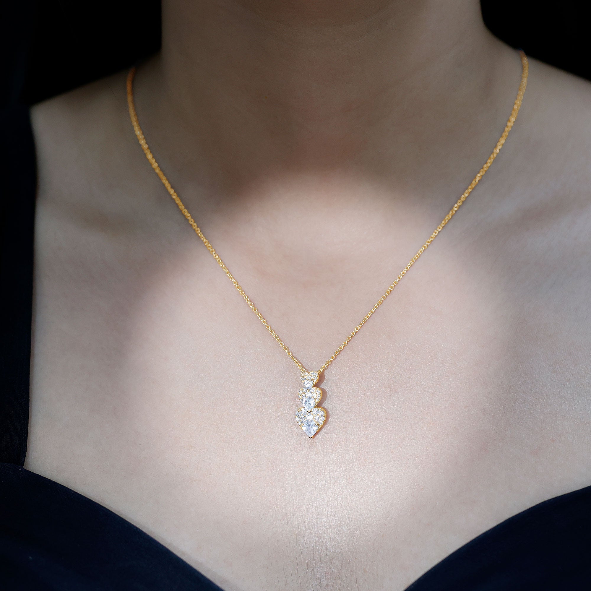 Certified Cubic Zirconia Heart Valentines Day Necklace for Women AAAA - Rosec Jewels