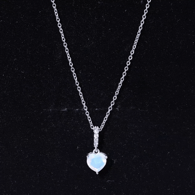 0.75 Carat Solitaire Ethiopian Opal Heart Locket Necklace AAA - Rosec Jewels