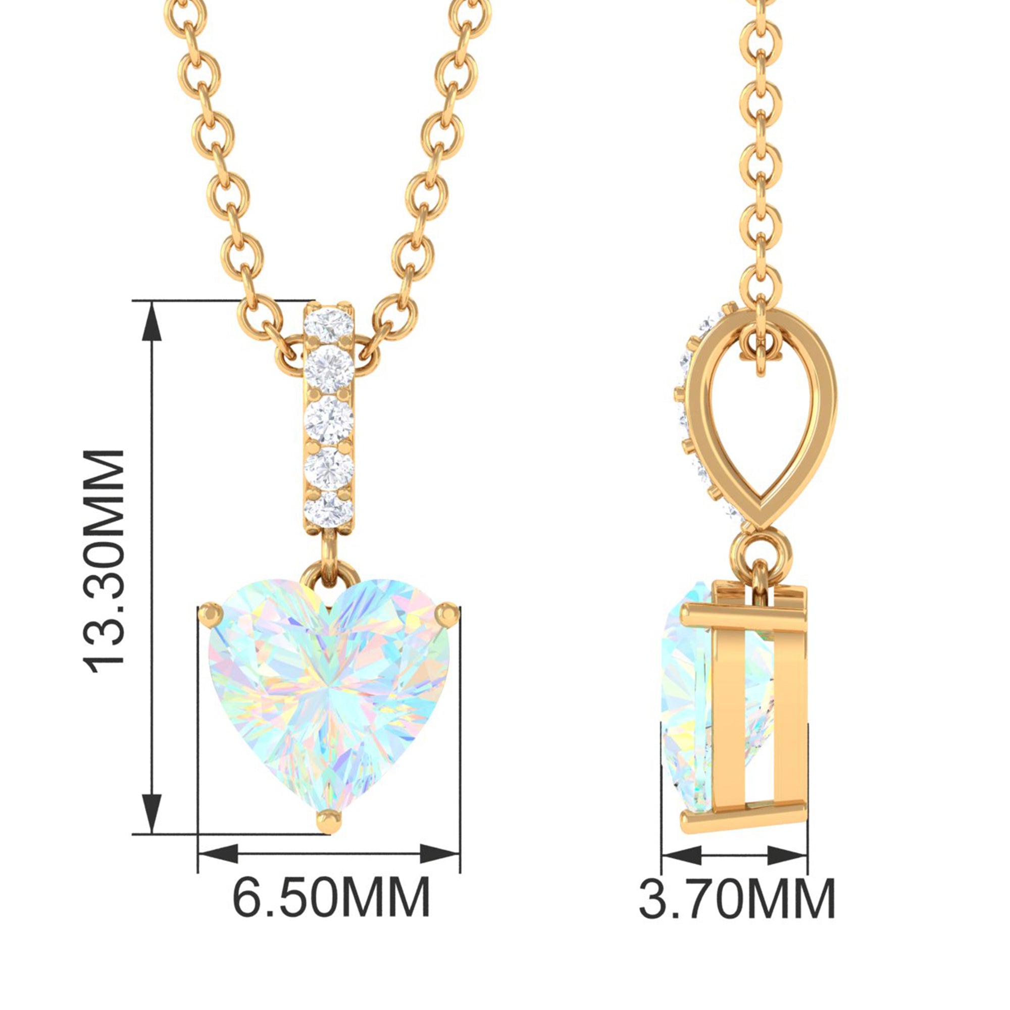 0.75 Carat Solitaire Ethiopian Opal Heart Locket Necklace AAA - Rosec Jewels