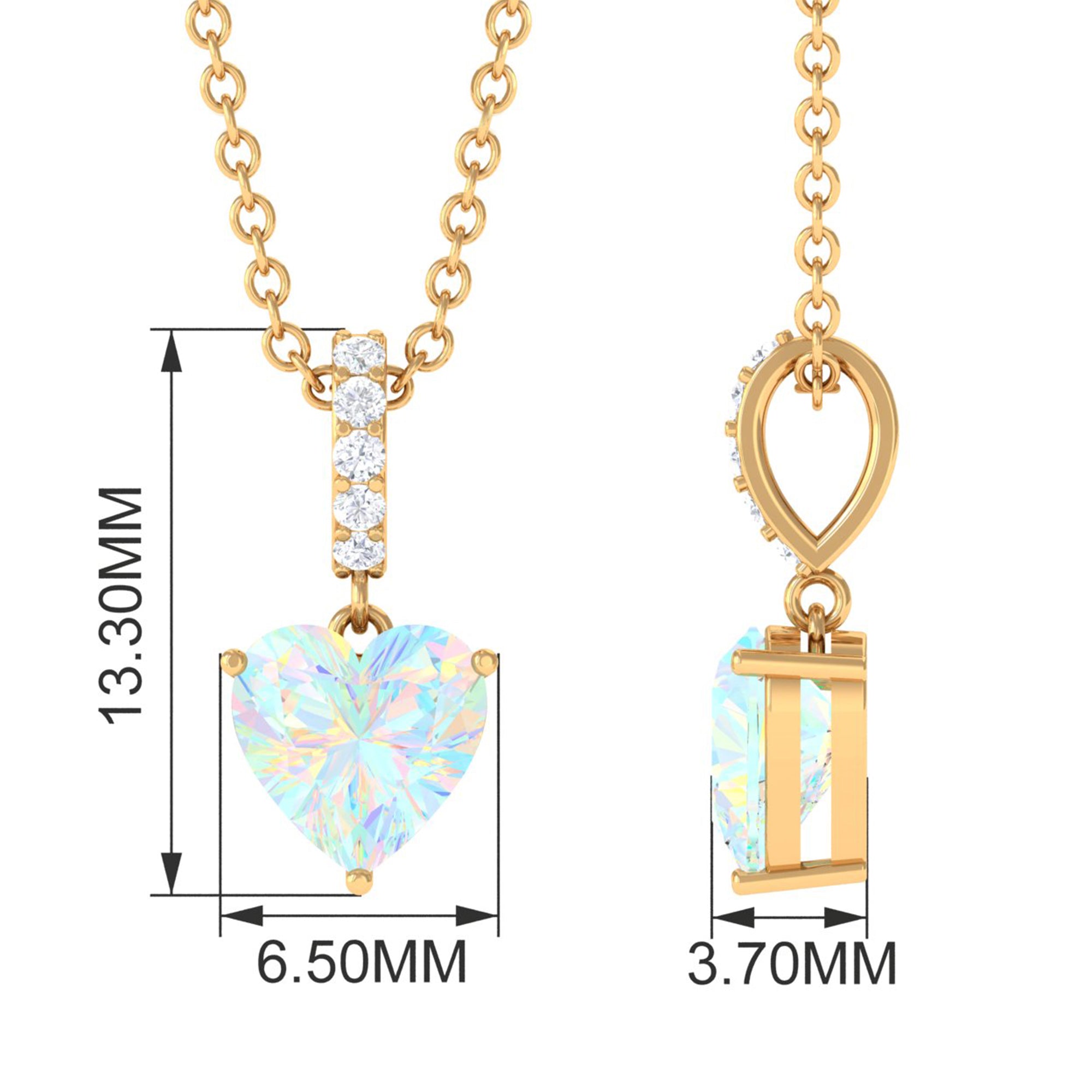 0.75 Carat Solitaire Ethiopian Opal Heart Locket Necklace AAA - Rosec Jewels