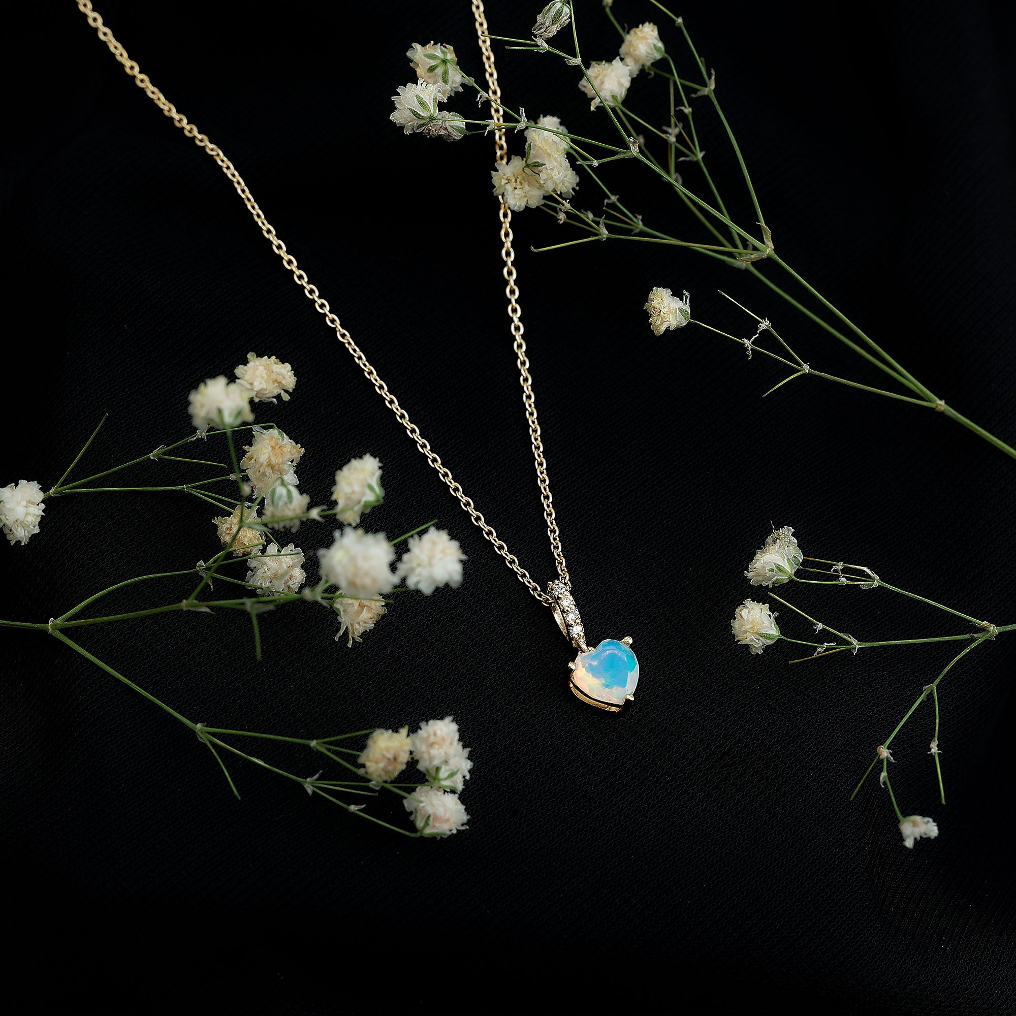 0.75 Carat Solitaire Ethiopian Opal Heart Locket Necklace AAA - Rosec Jewels