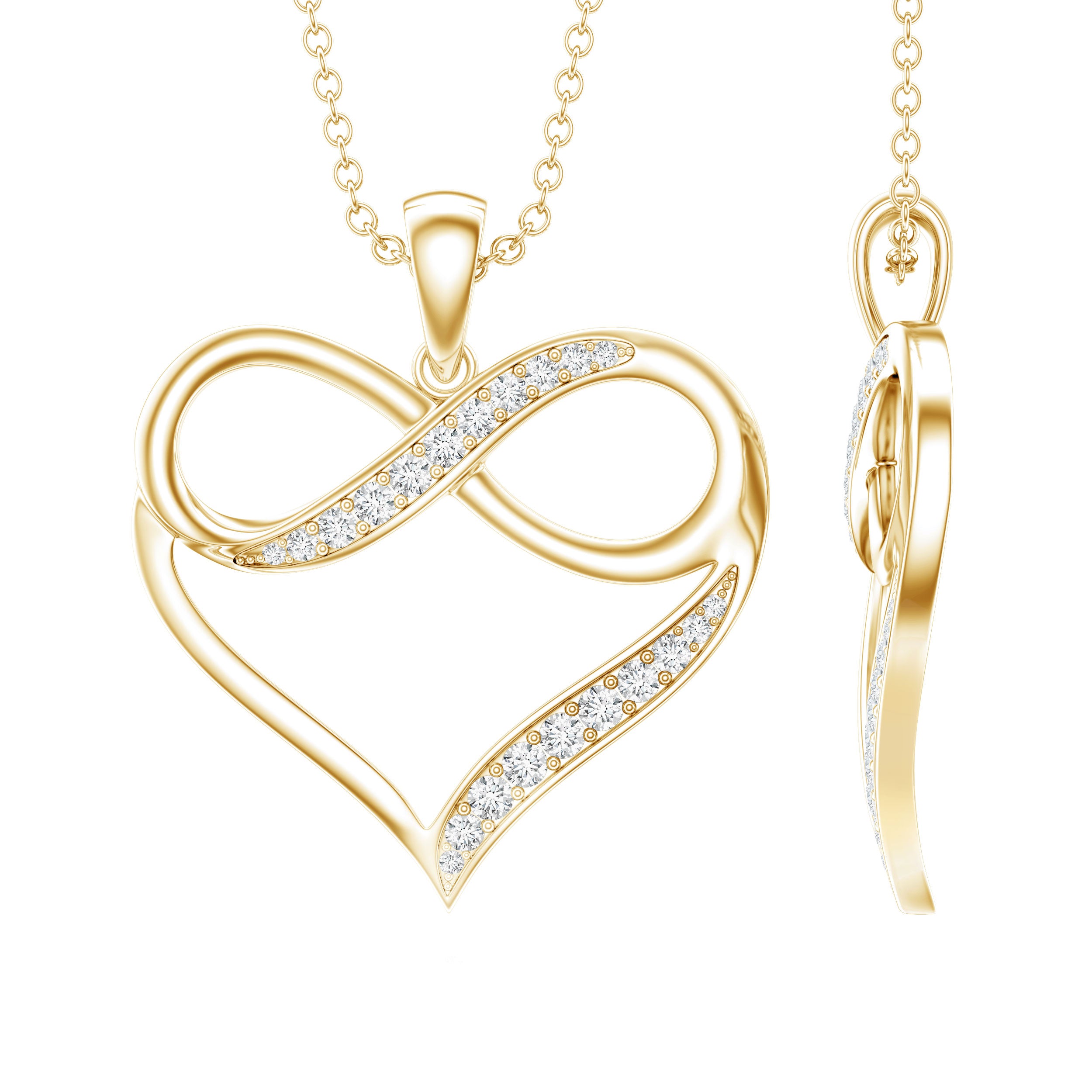 Certified Moissanite Infinity Heart Pendant Necklace D-VS1 - Rosec Jewels