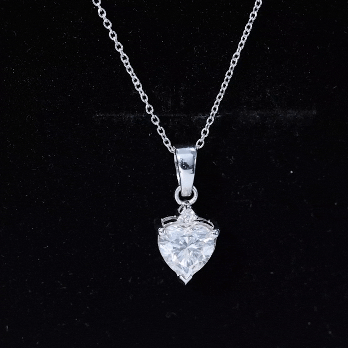 Certified 2 Carat Moissanite Solitaire Heart Necklace D-VS1 - Rosec Jewels