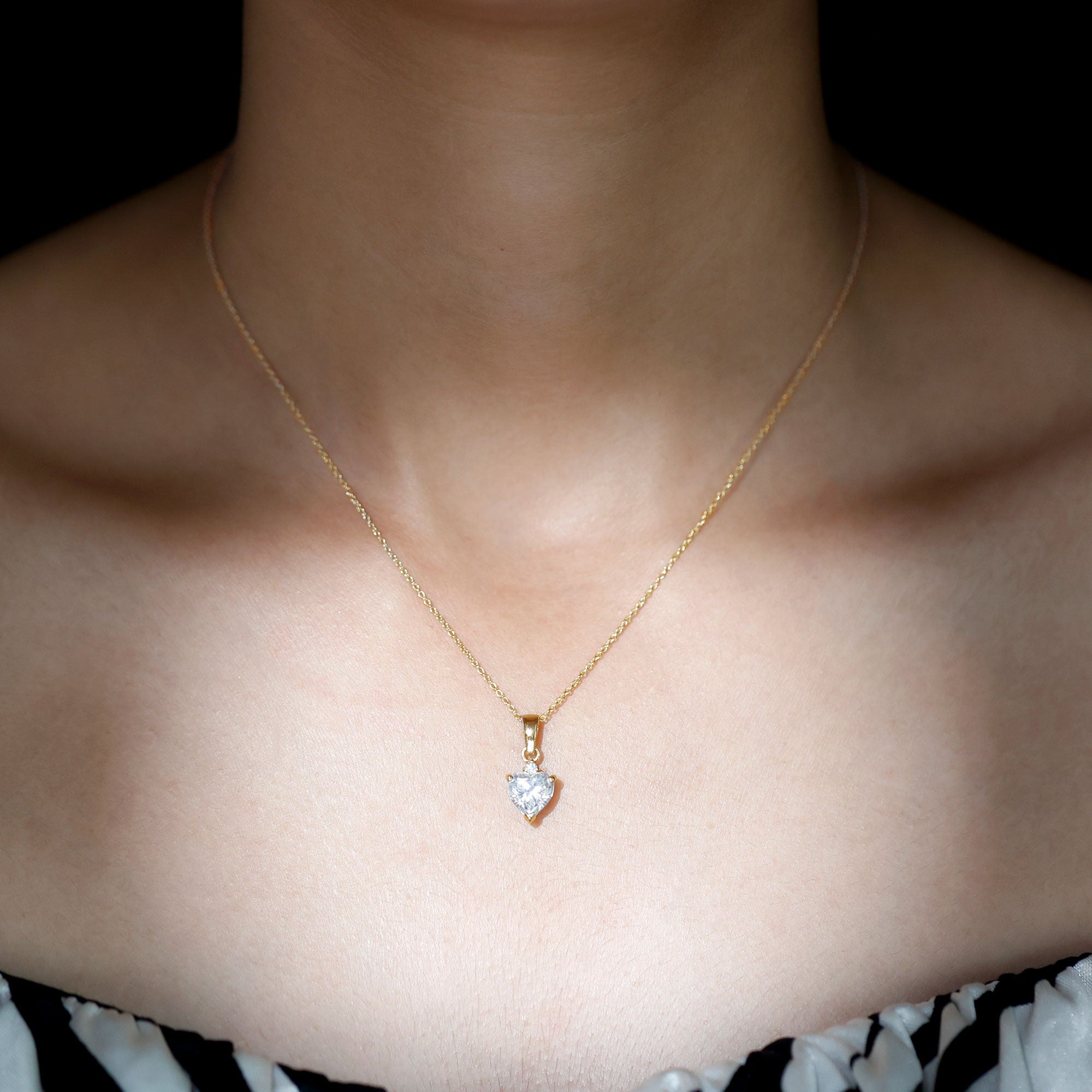 Certified 2 Carat Moissanite Solitaire Heart Necklace D-VS1 - Rosec Jewels
