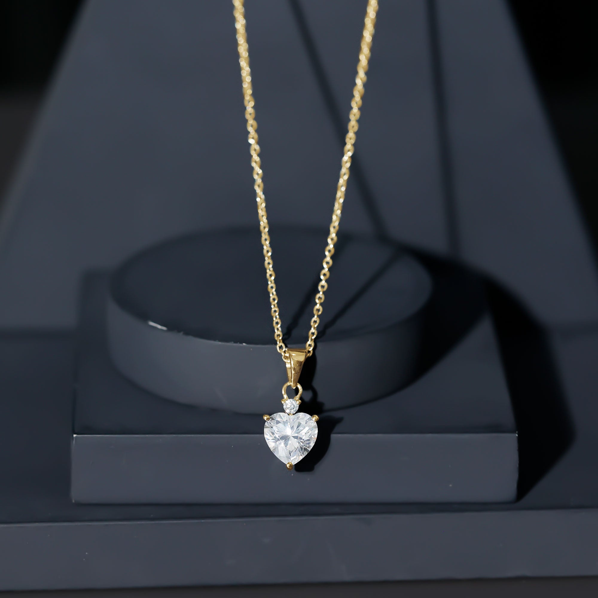 Certified 2 Carat Moissanite Solitaire Heart Necklace D-VS1 - Rosec Jewels