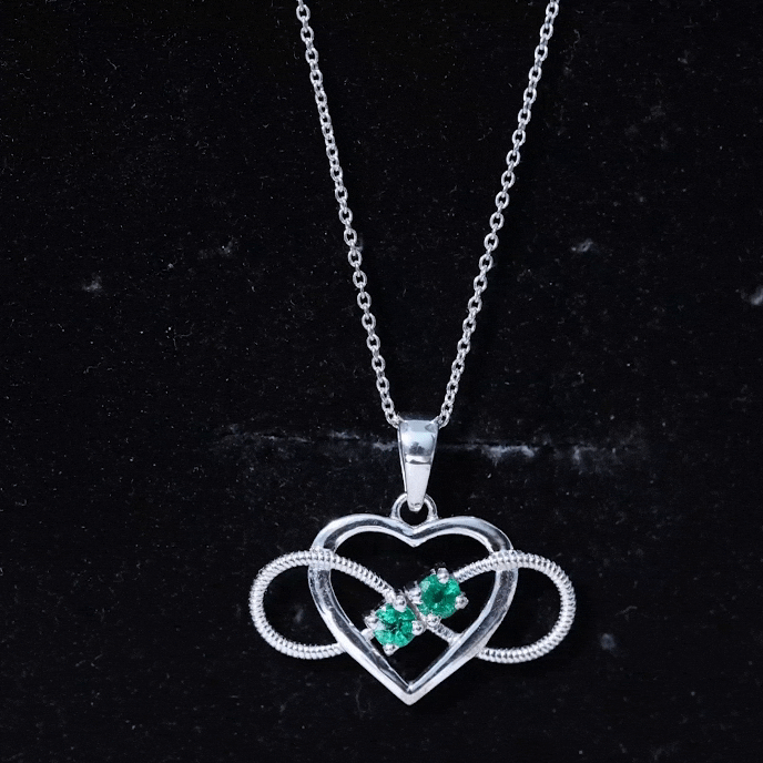 Heart Infinity Necklace with Real Emerald AAA - Rosec Jewels