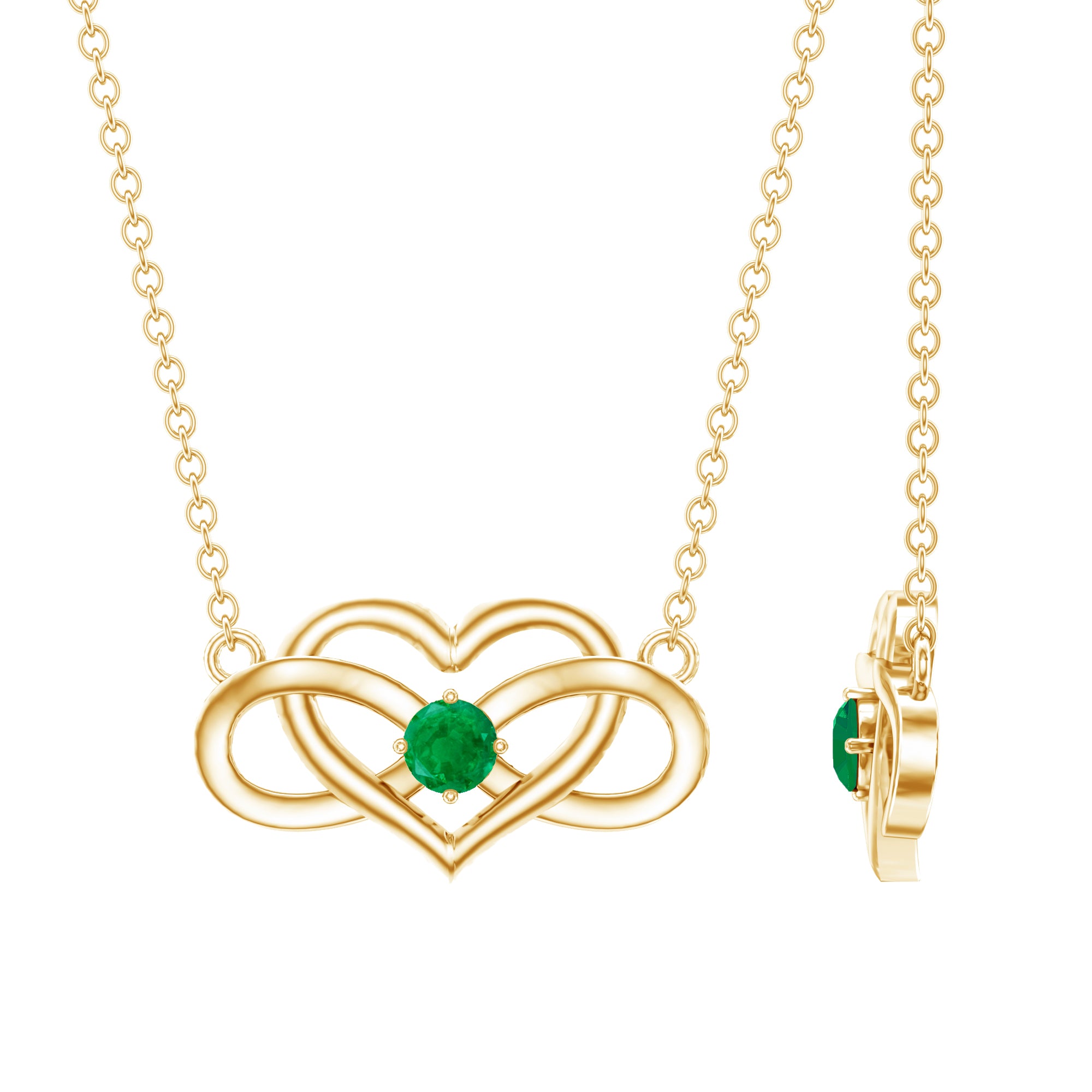 Emerald Heart and Infinity Chain Necklace for Women AAA - Rosec Jewels