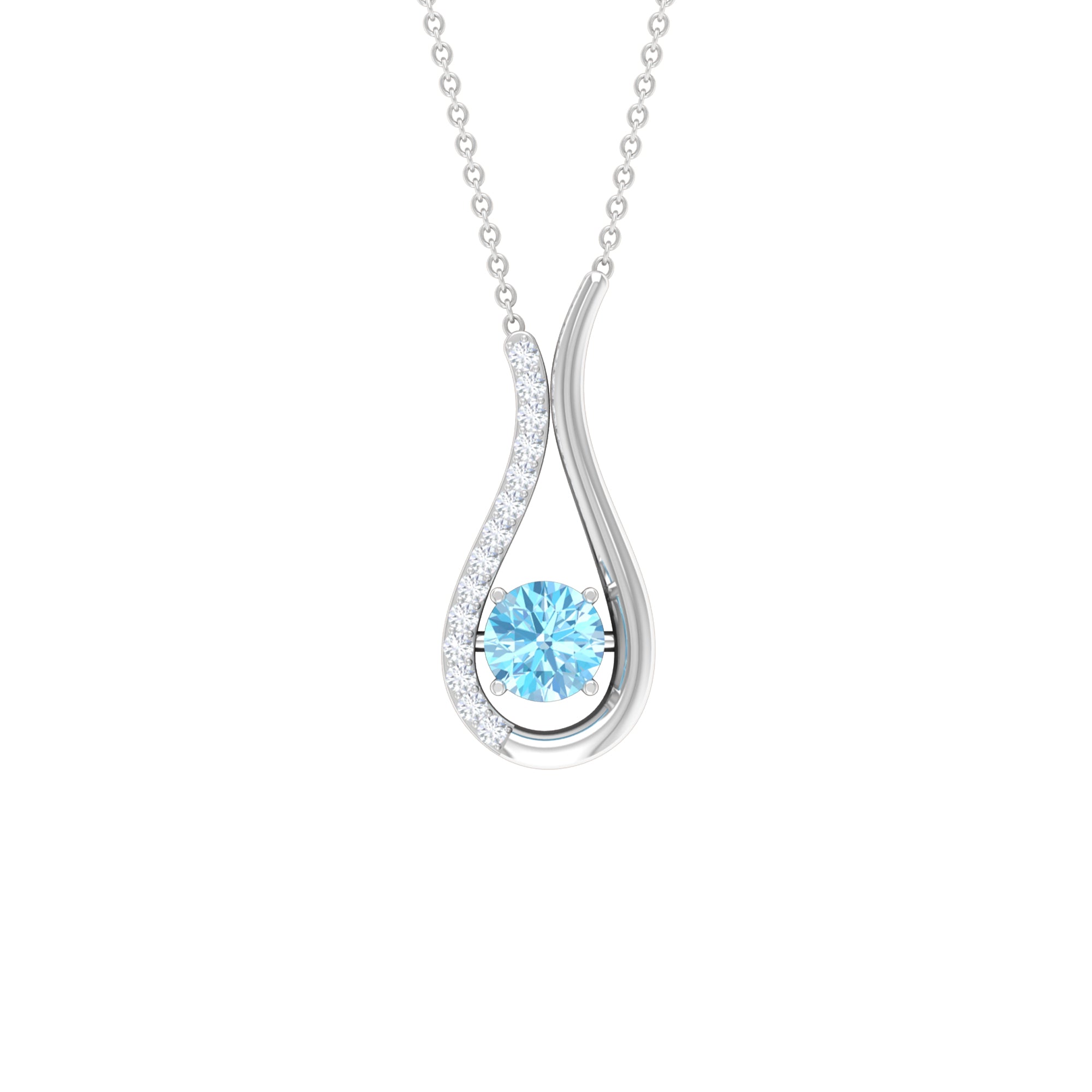 1,25 CT aquamarijn en diamanten druppelvormige hangerketting