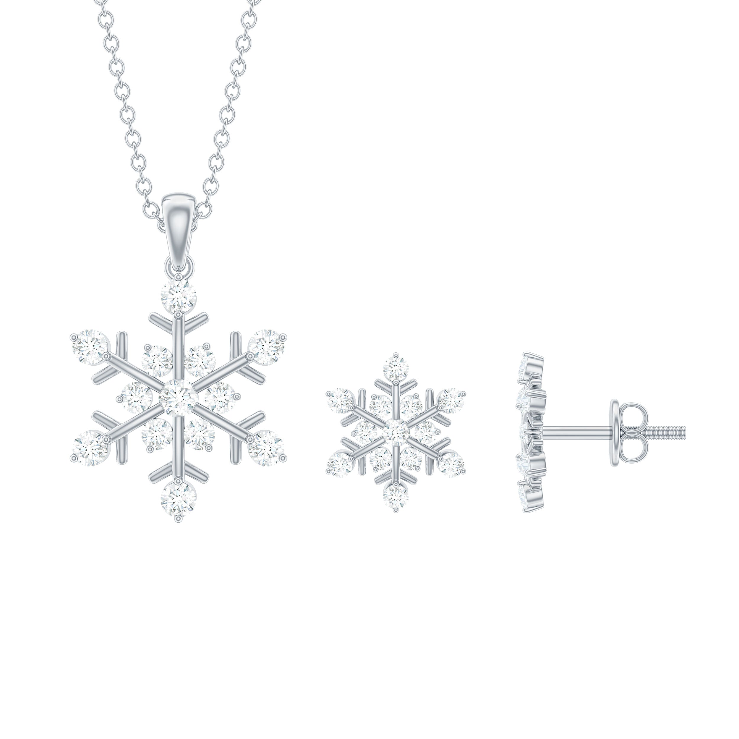 Certified Moissanite Snowflake Jewelry Set For Christmas