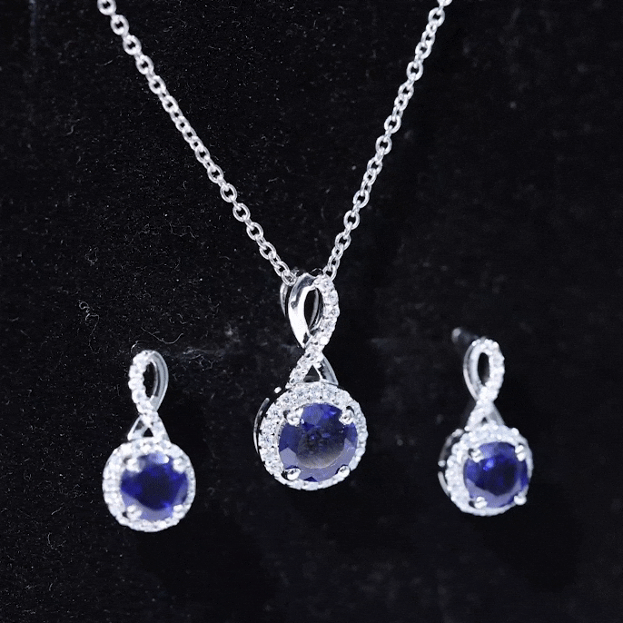Certified 2.5 Carat Lab Grown Blue Sapphire Bridal Jewelry Set AAAA - Rosec Jewels