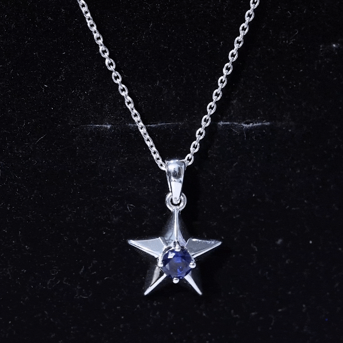 Lab Created Blue Sapphire Star Of David Necklace AAAA - Rosec Jewels