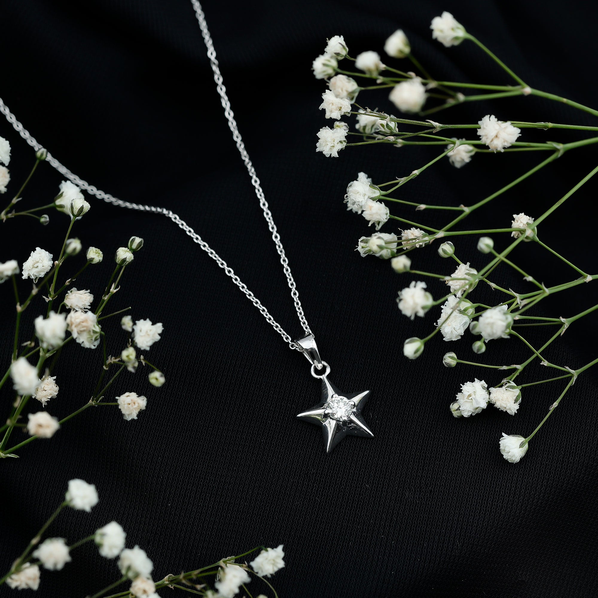 Certified Moissanite Star Pendant Necklace with Chain D-VS1 - Rosec Jewels
