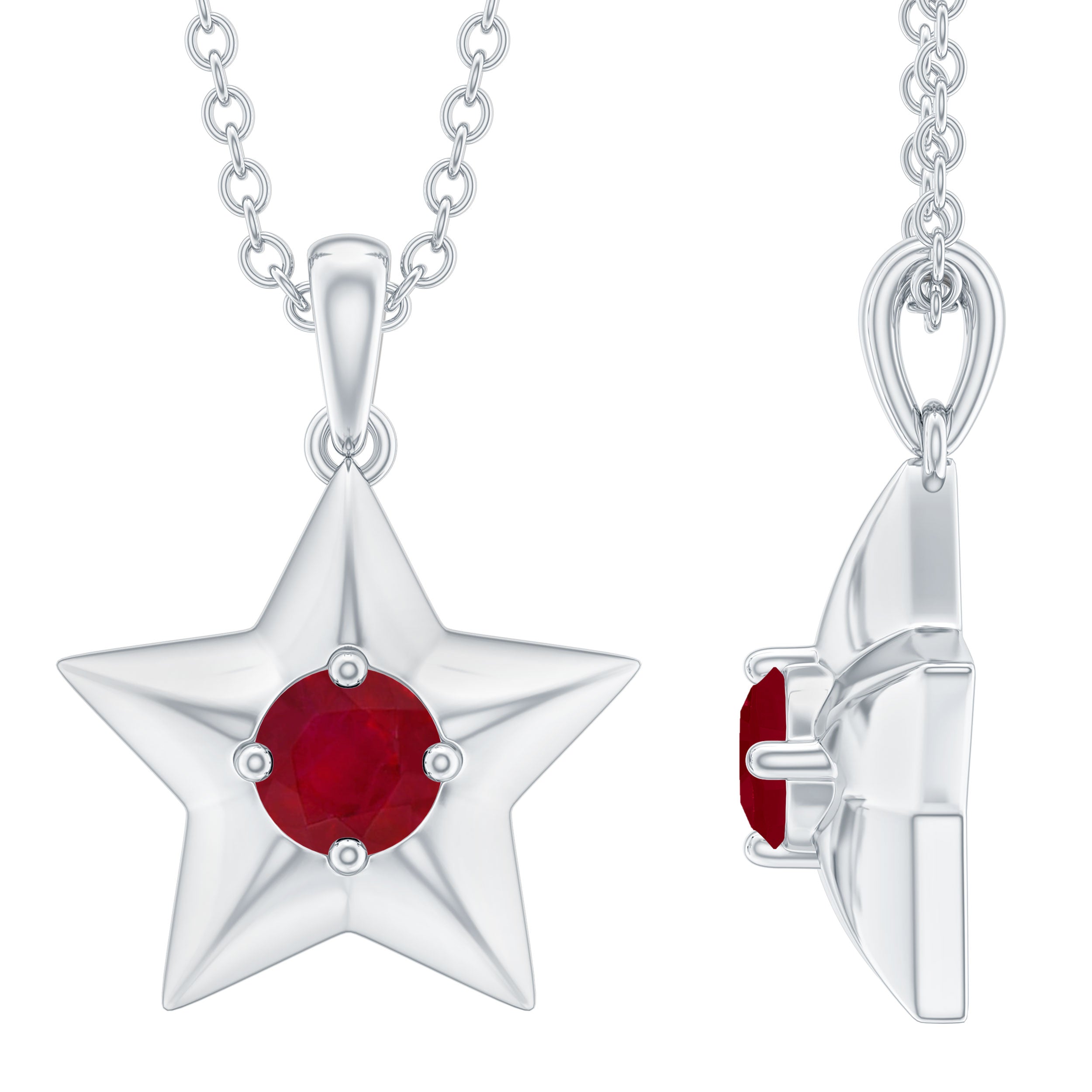 1/4 CT Elegant Ruby and Gold Star Pendant for Women