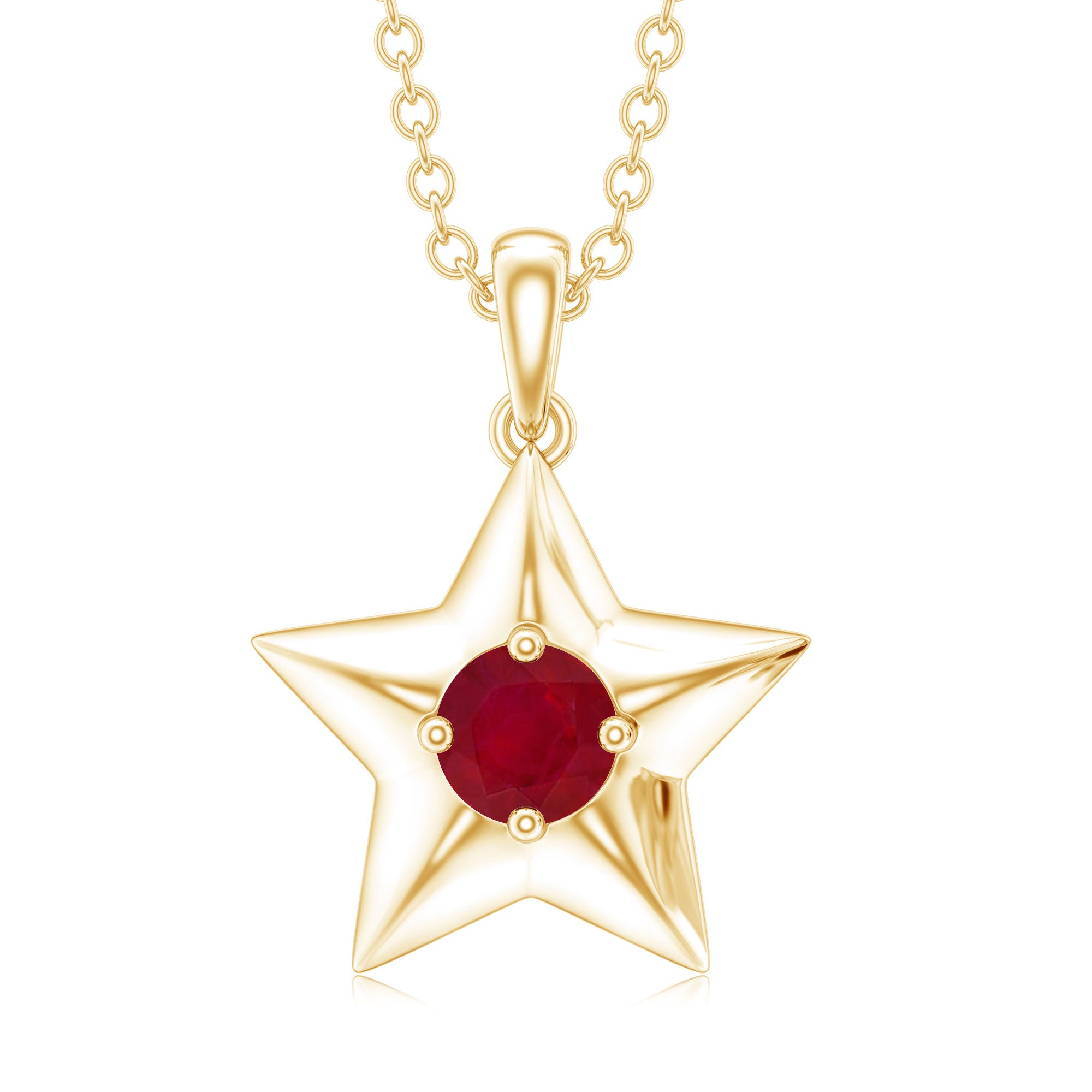 Genuine Ruby Star Pendant for Women AAA - Rosec Jewels