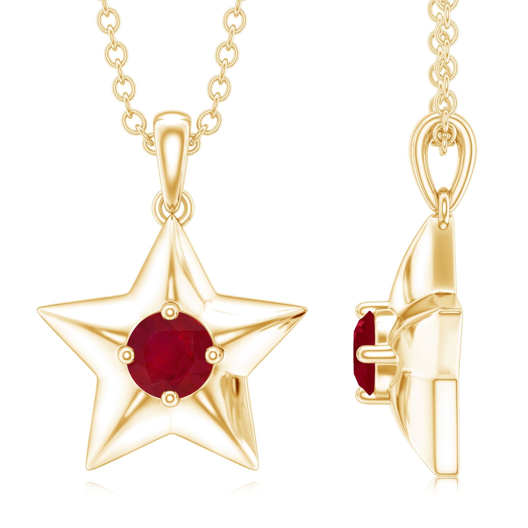 Genuine Ruby Star Pendant for Women AAA - Rosec Jewels