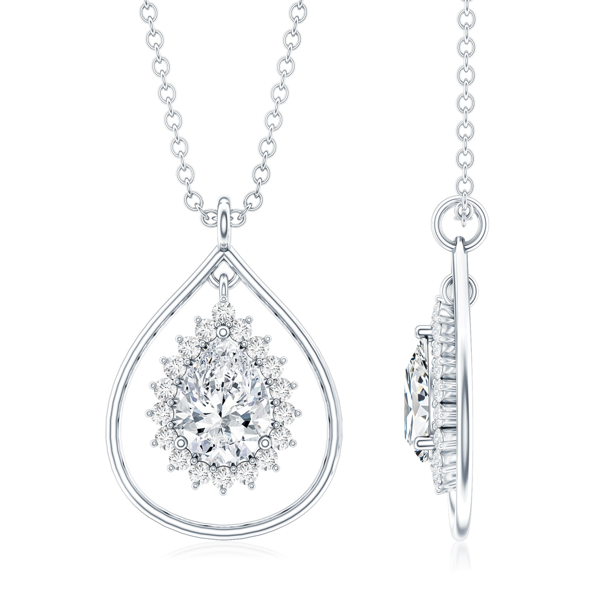 Certified 0.7 Carat Moissanite Teardrop Pendant Necklace D-VS1 - Rosec Jewels