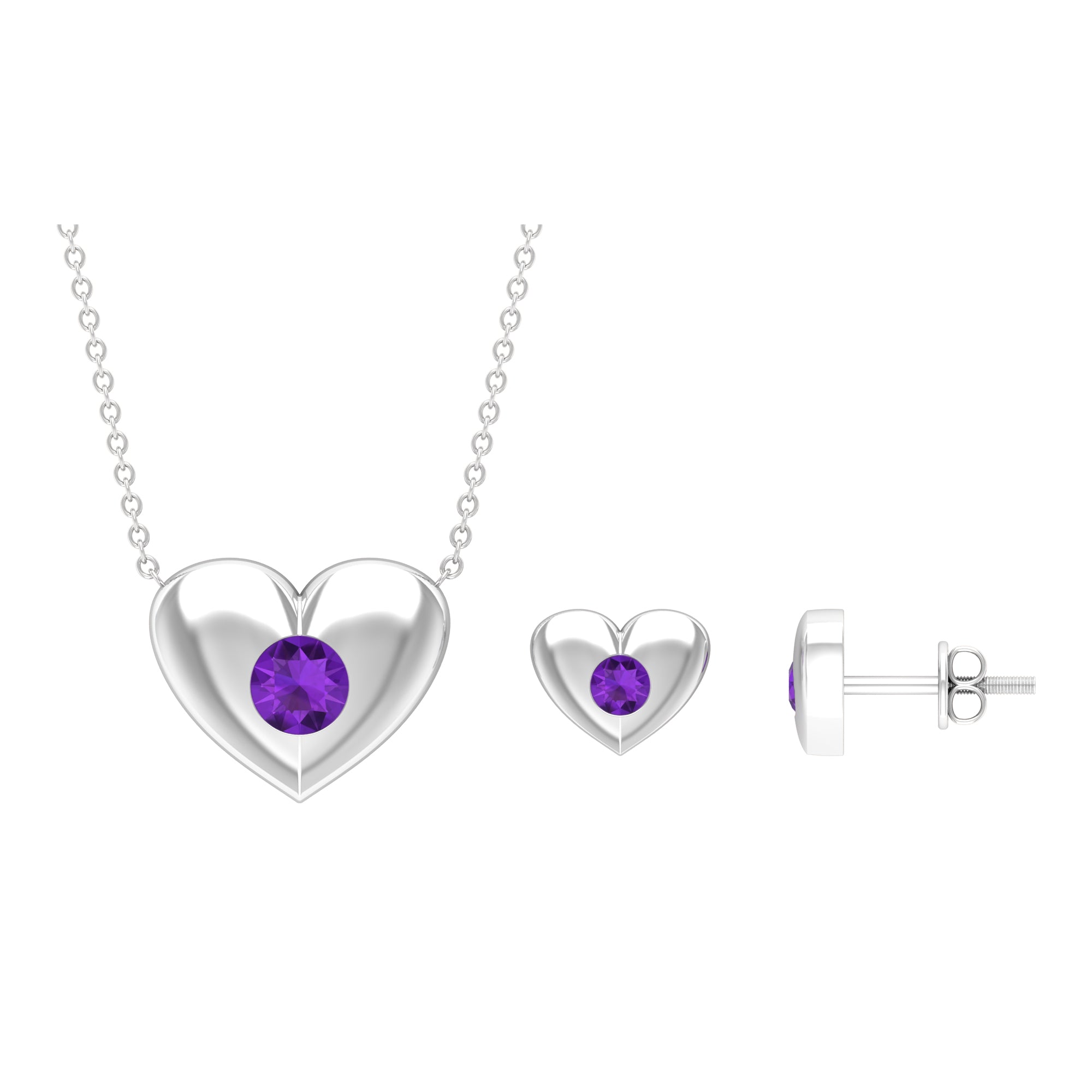 Flush Set Amethist Hart Sieraden Set