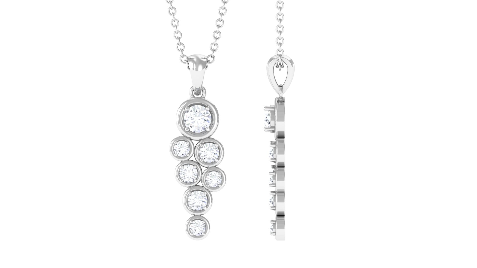 3/4 CT Certified Moissanite Cluster Dangle Pendant in Bezel Setting