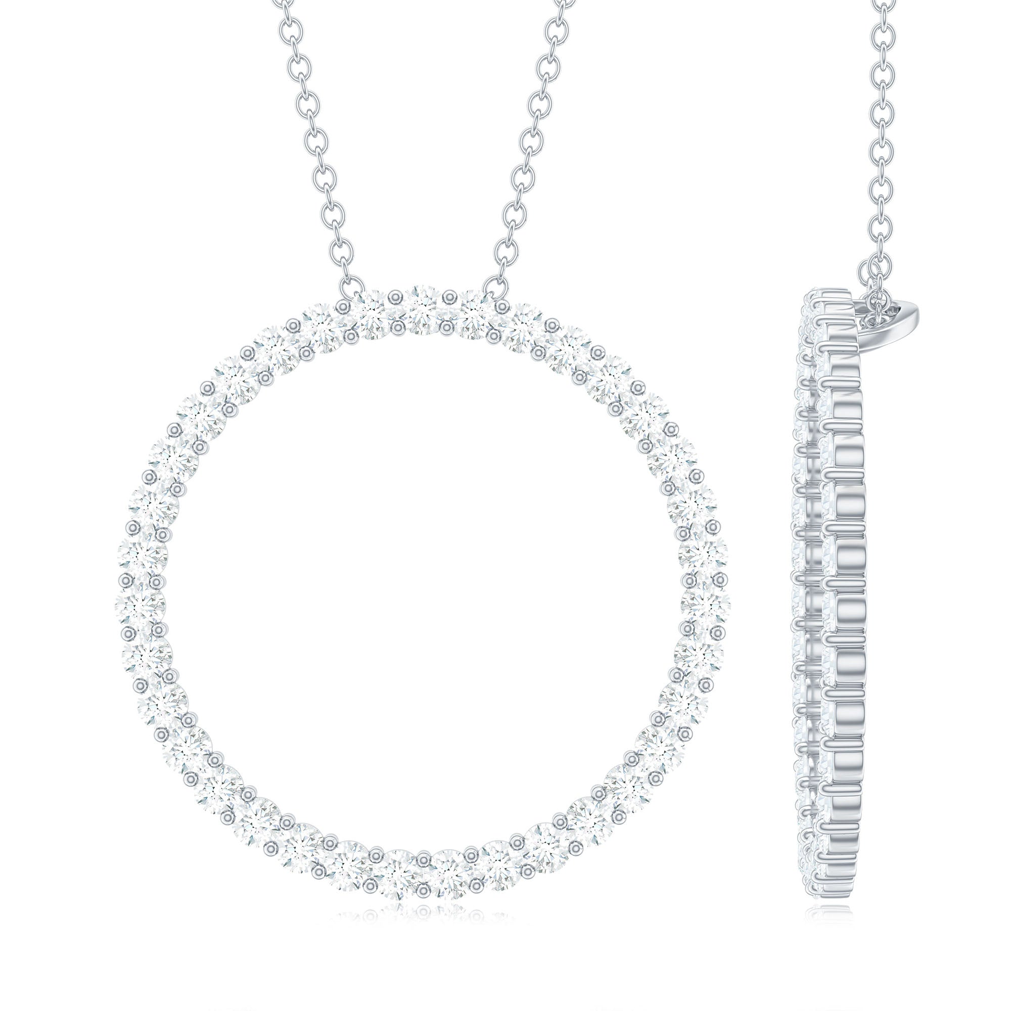 Certified Pave Set Moissanite Eternity Necklace with Chain
