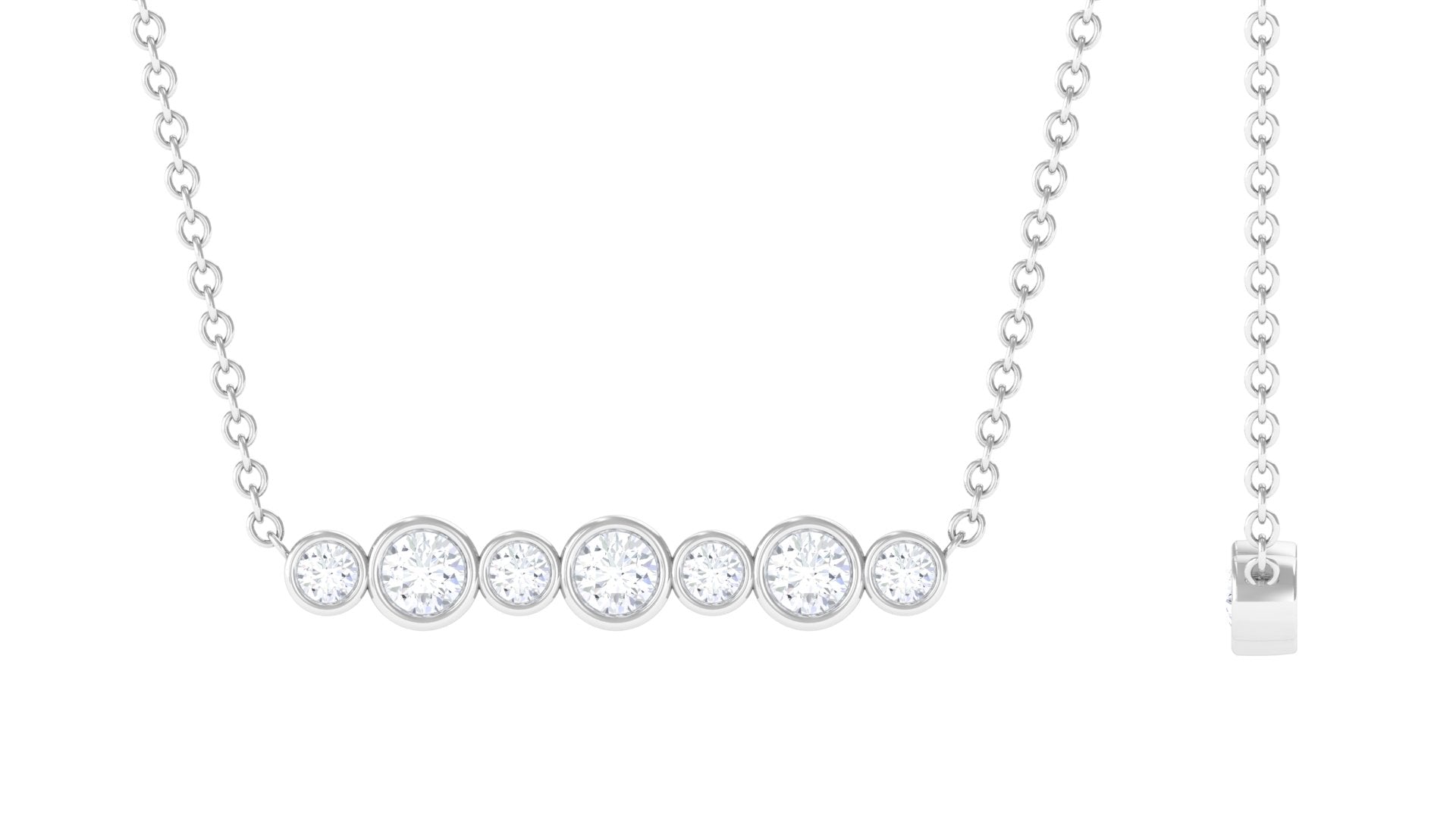 Bezel Set Natural Diamond Horizontal Bar Necklace