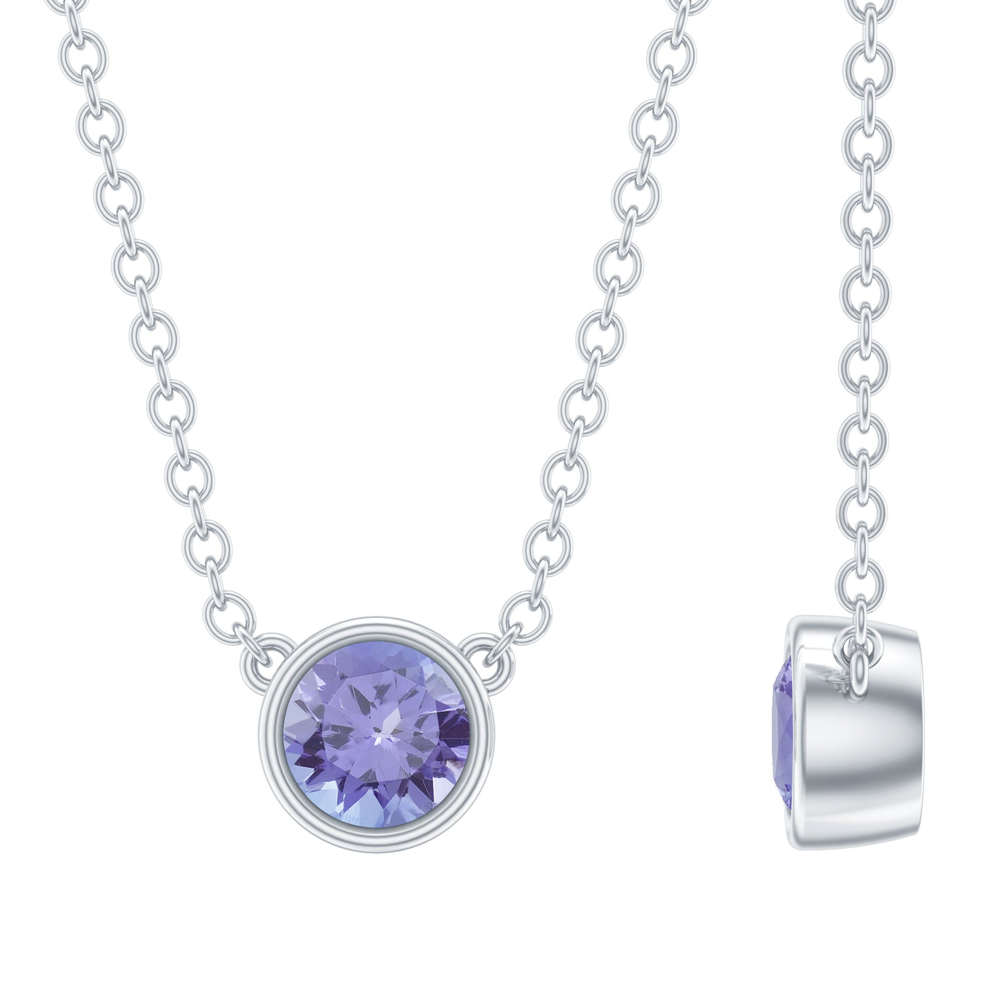 1/2 CT Bezel Set Tanzanite Solitaire Pendant Necklace in Gold