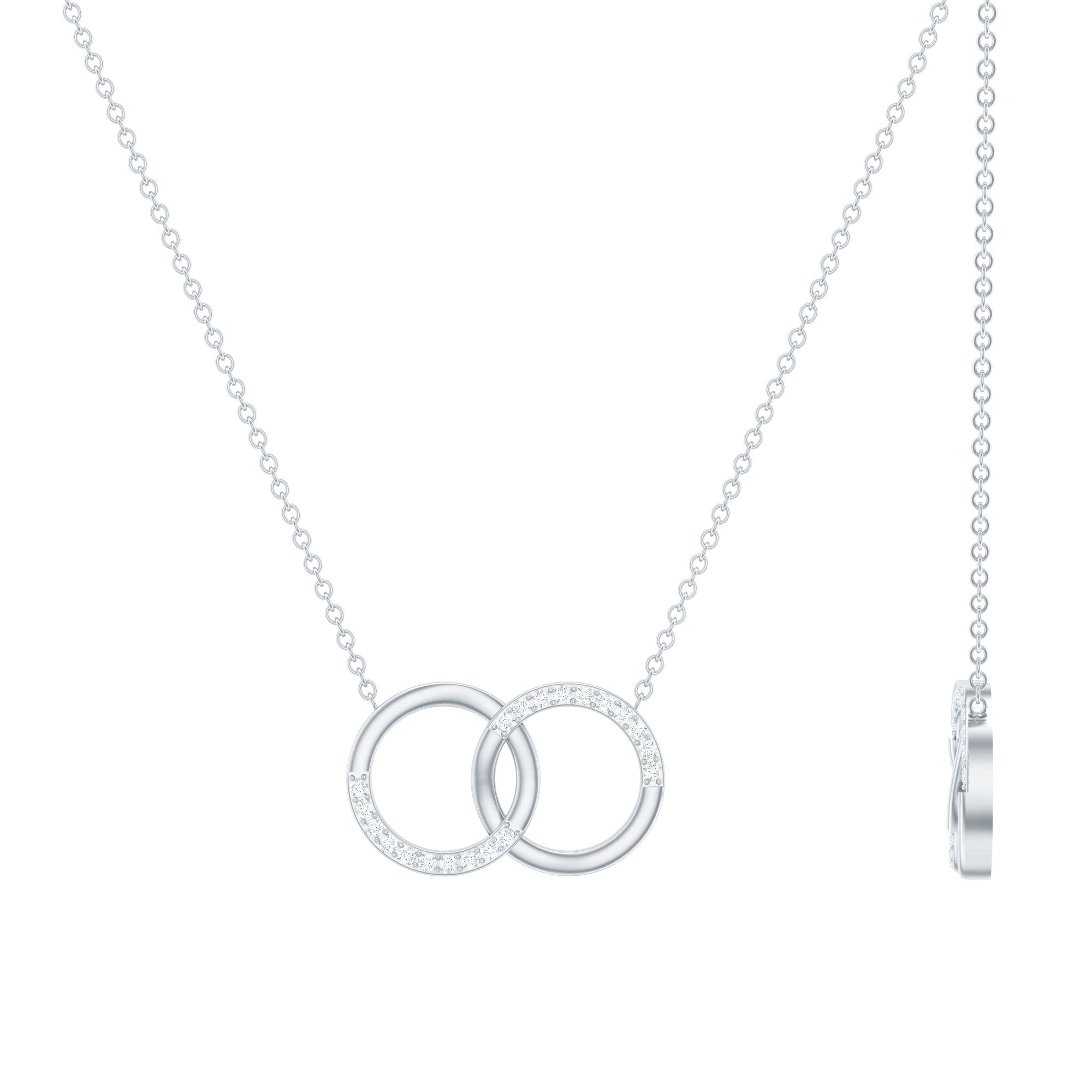 Certified Diamond Circle Pendant Necklace Natural - ( HI-SI ) - Rosec Jewels