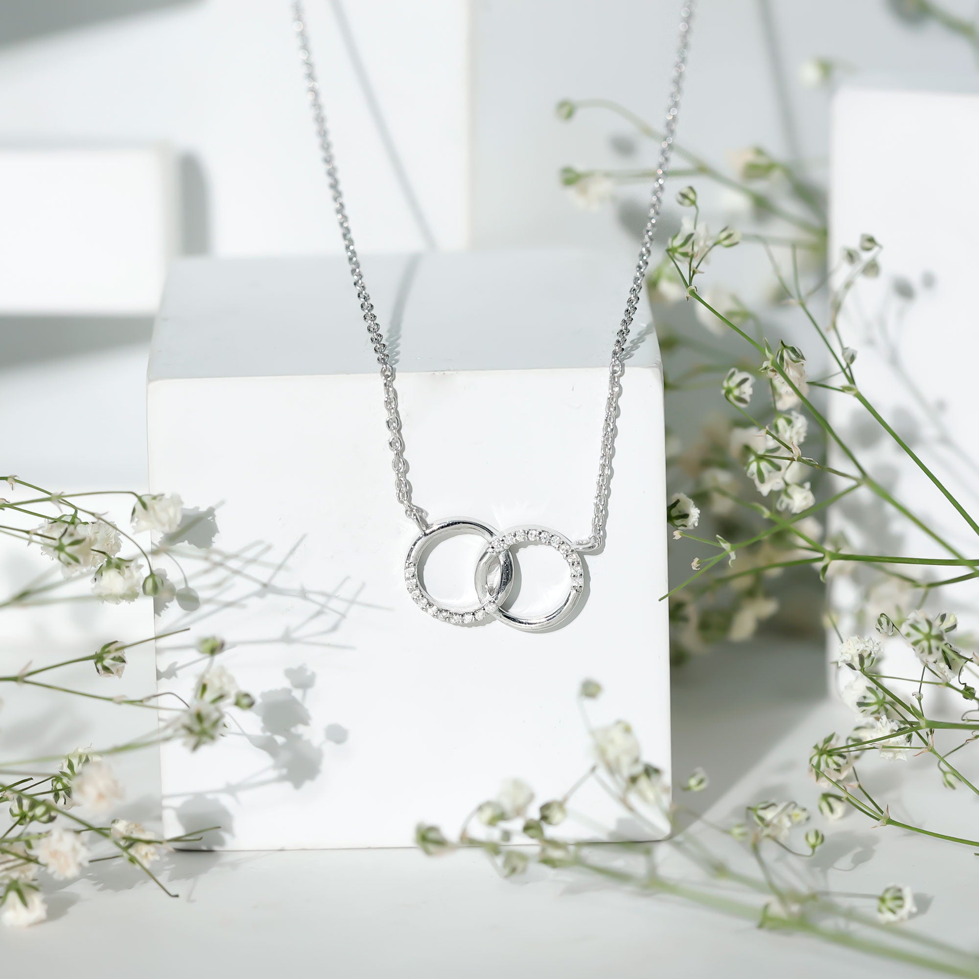Certified Diamond Circle Pendant Necklace Natural - ( HI-SI ) - Rosec Jewels