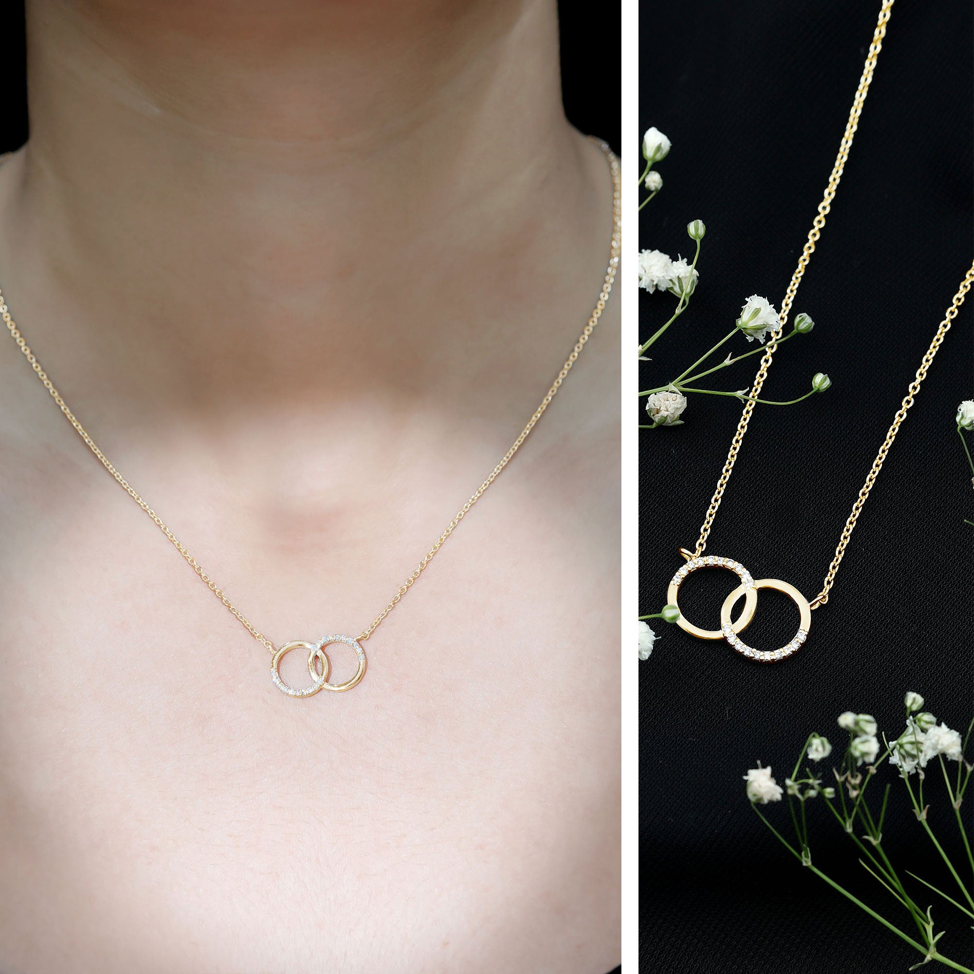 Certified Diamond Circle Pendant Necklace Natural - ( HI-SI ) - Rosec Jewels